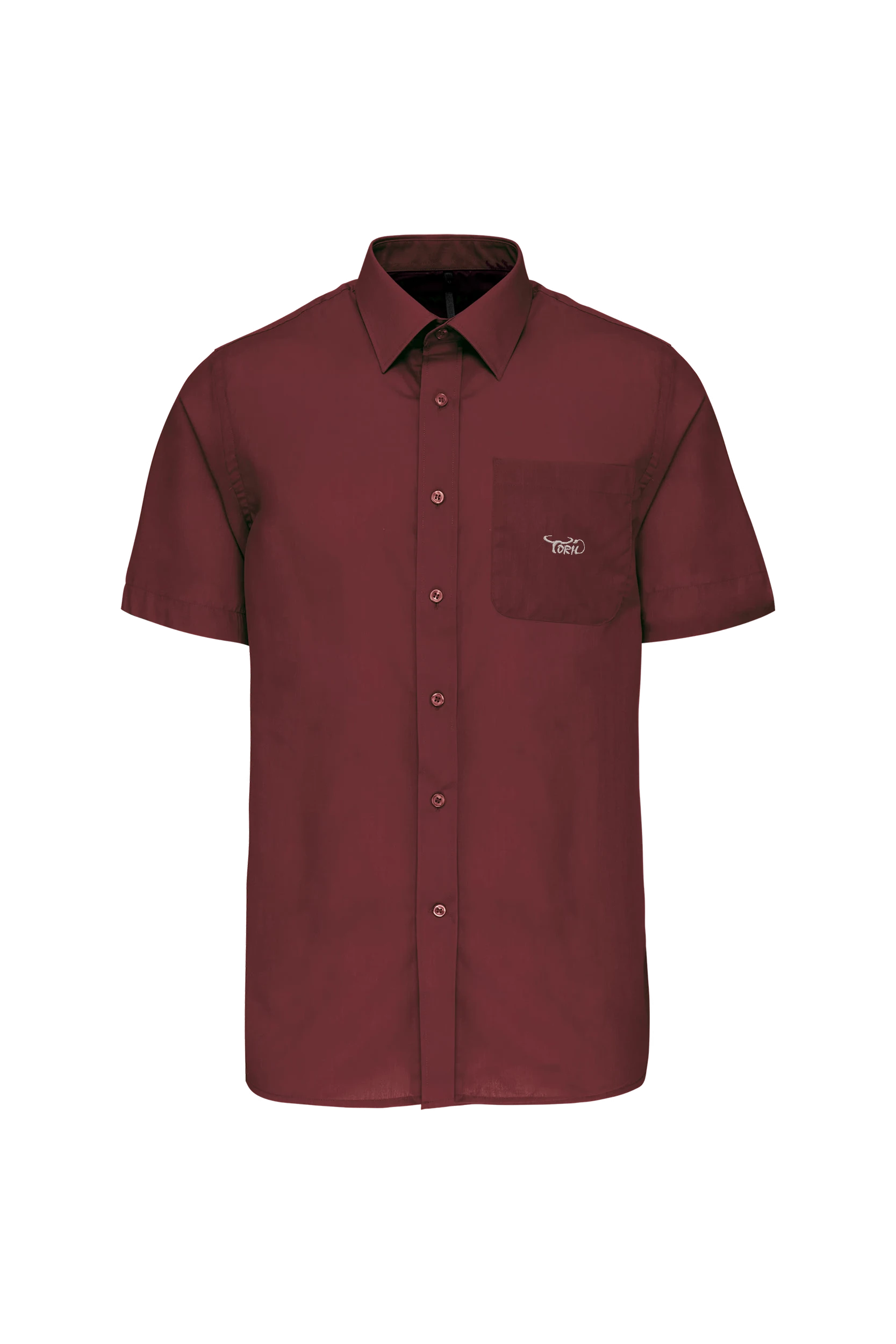 Chemise popeline polycoton manches courtes bordeaux