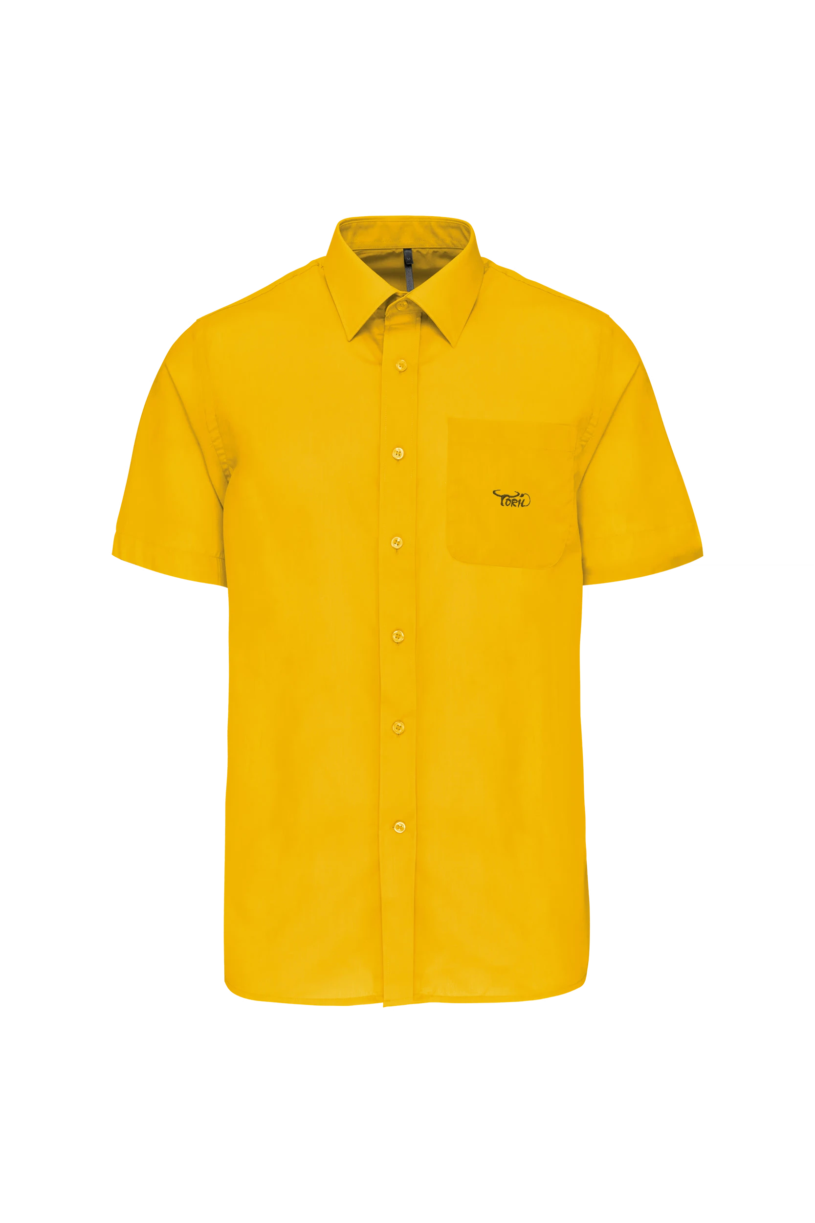 Chemise popeline polycoton manches courtes jaune