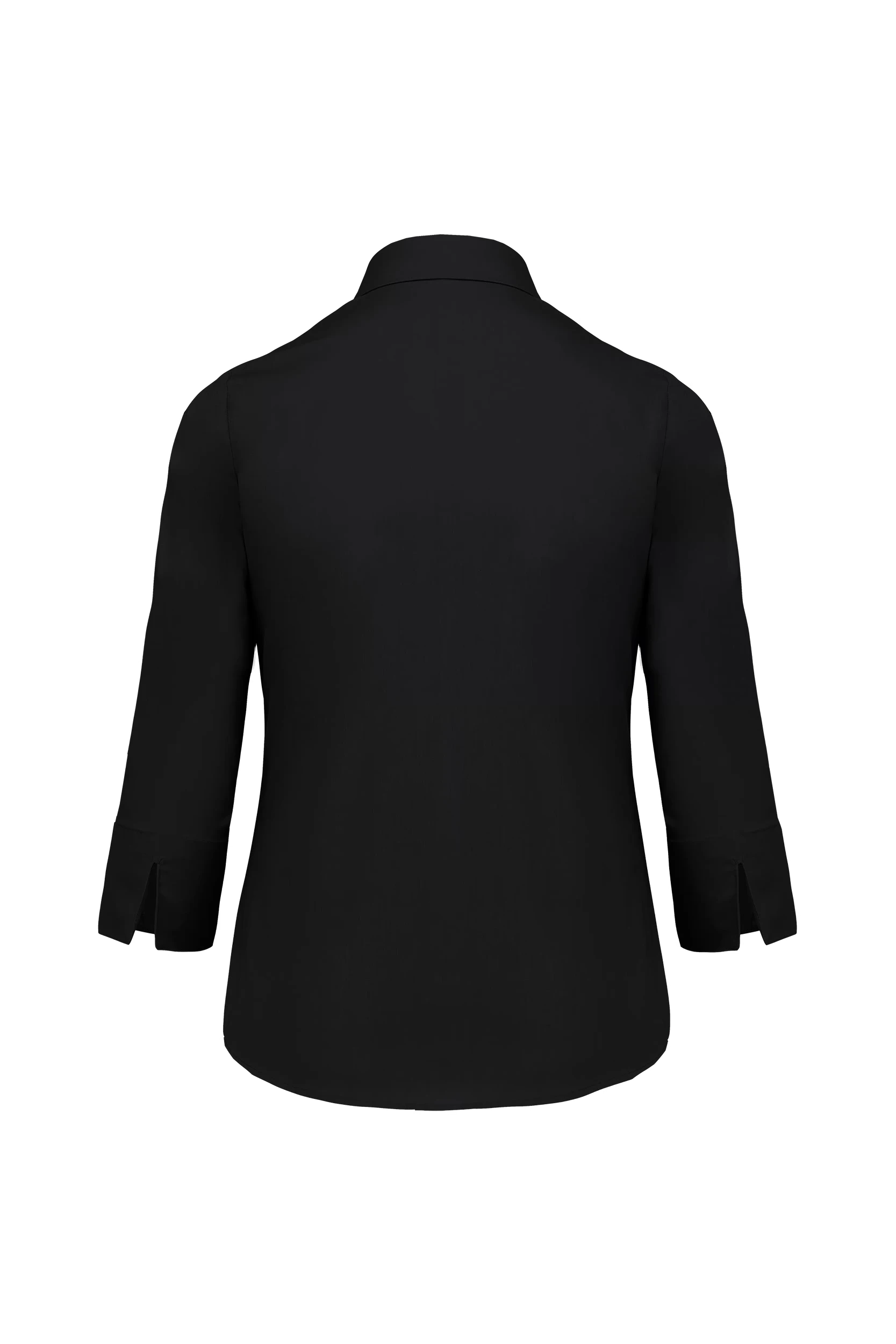 Chemise popeline polycoton manches 3/4 noir
