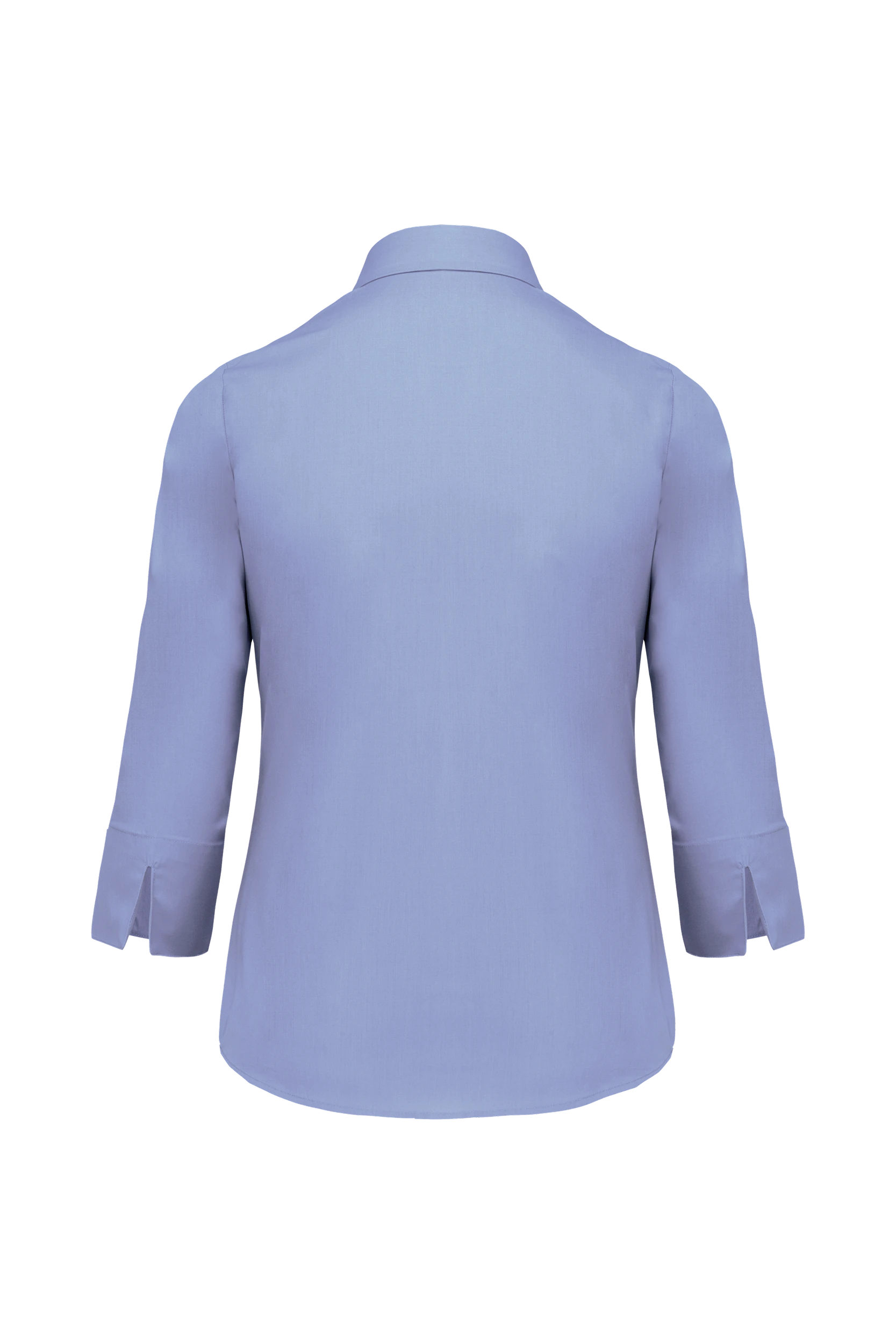 Chemise popeline polycoton manches 3/4 bleu ciel