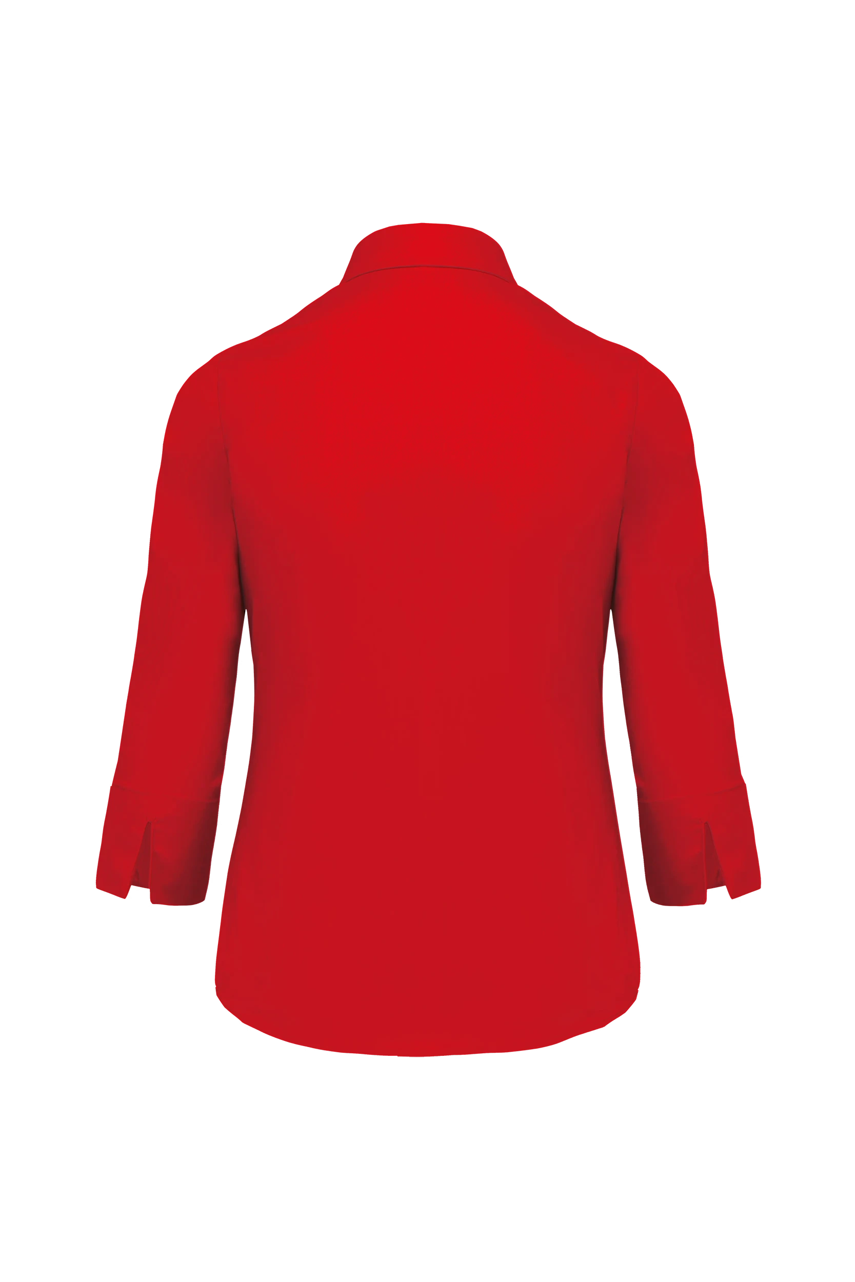 Chemise popeline polycoton manches 3/4 rouge