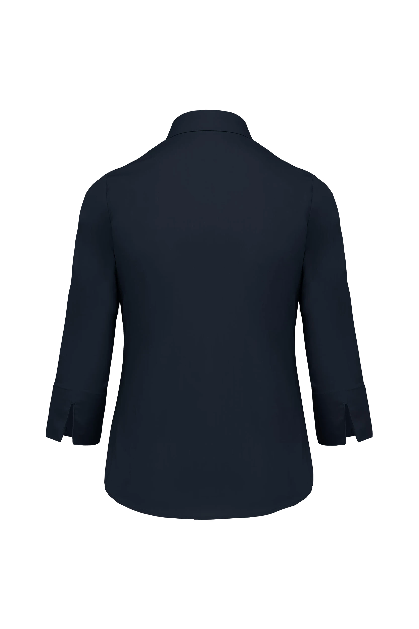 Chemise popeline polycoton manches 3/4 marine