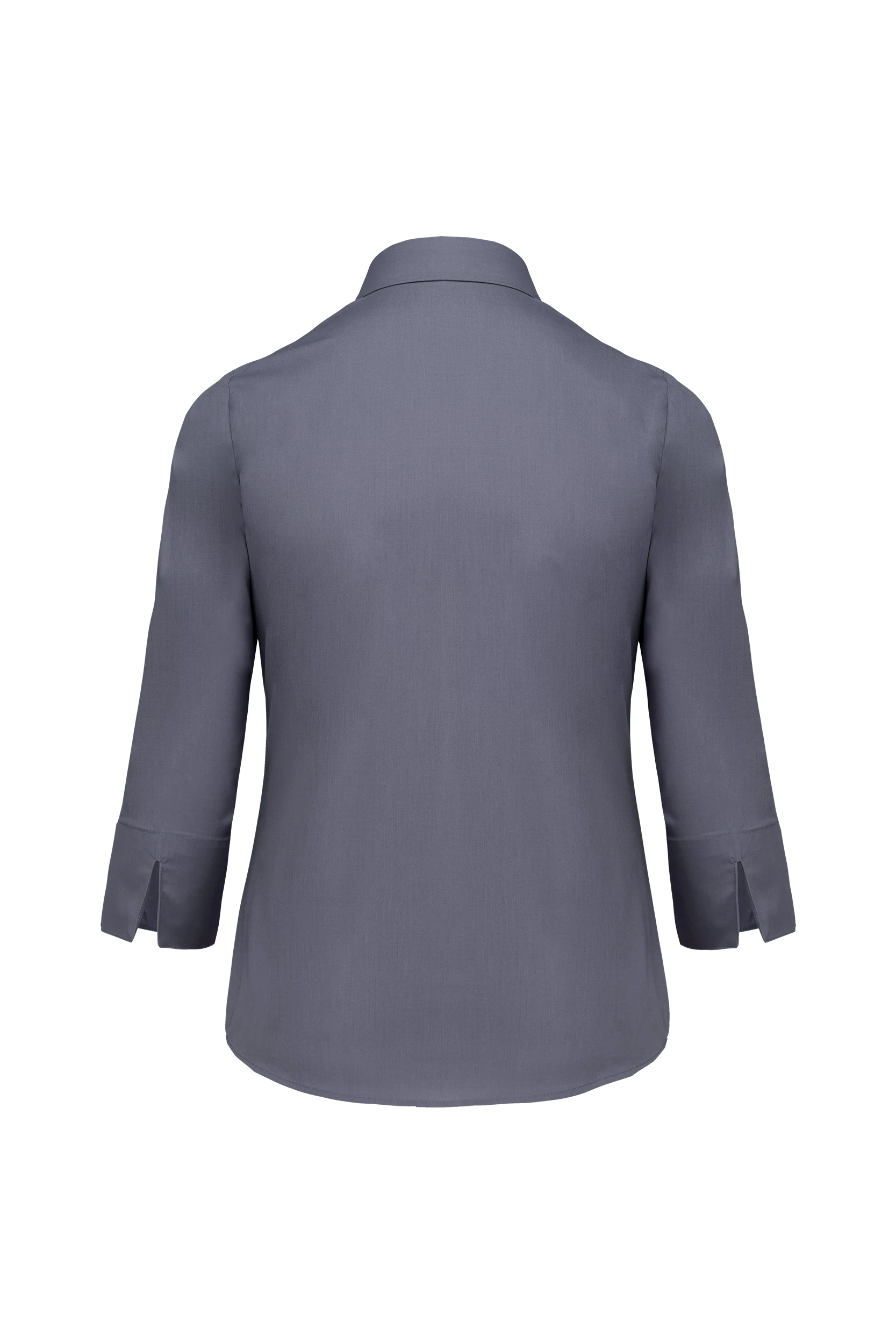 Chemise popeline polycoton manches 3/4 gris urbain