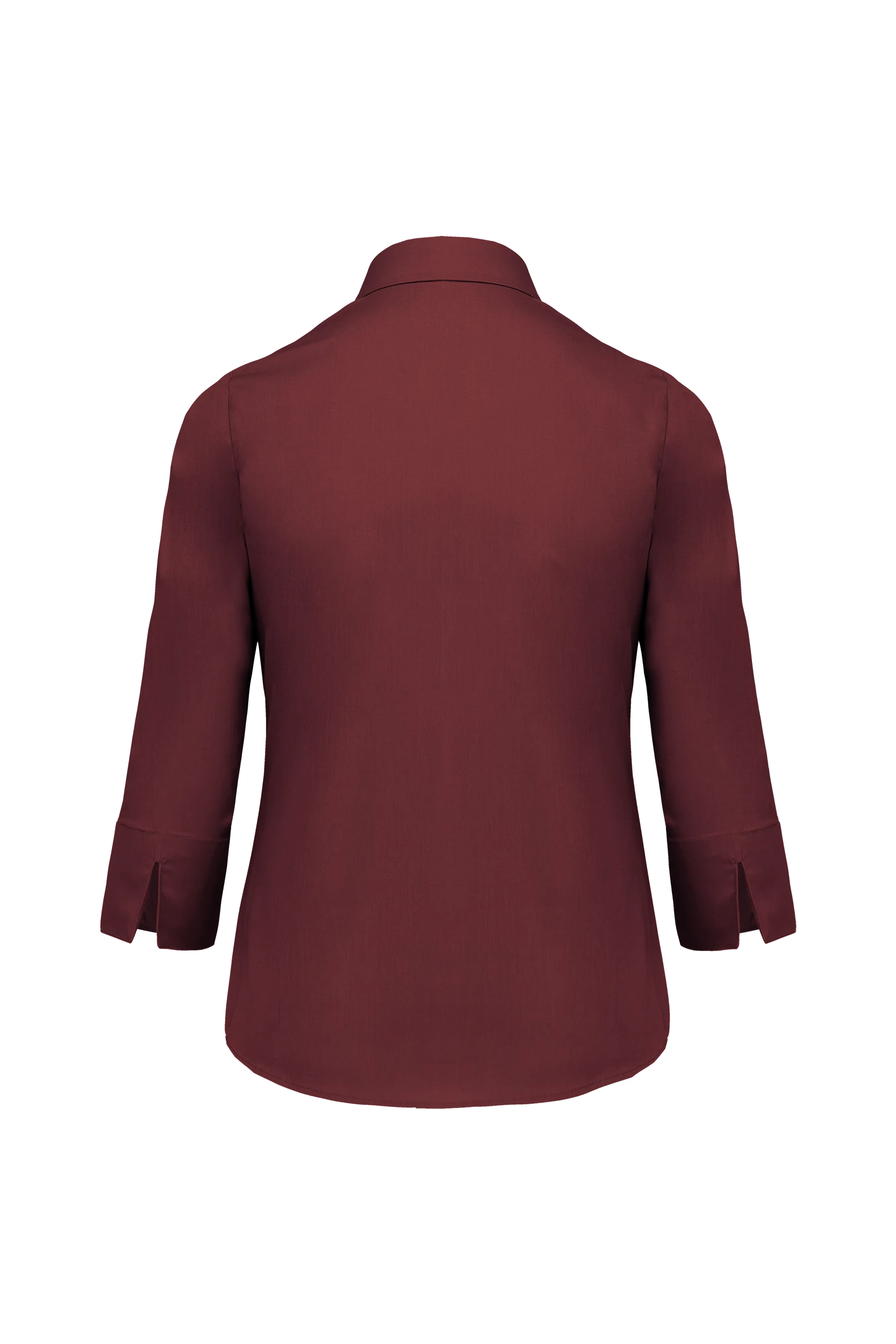 Chemise popeline polycoton manches 3/4 bordeaux
