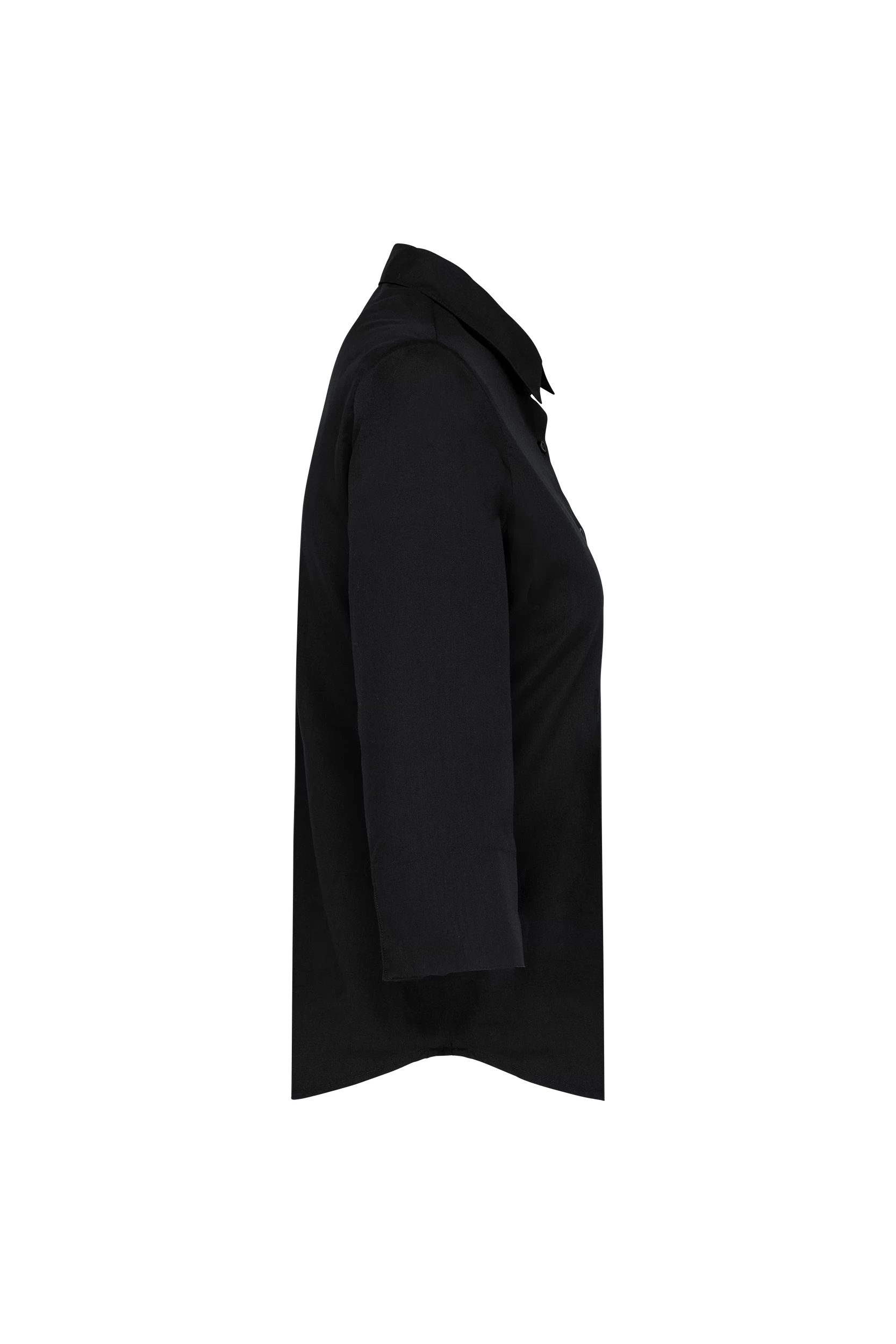 Chemise popeline polycoton manches 3/4 noir
