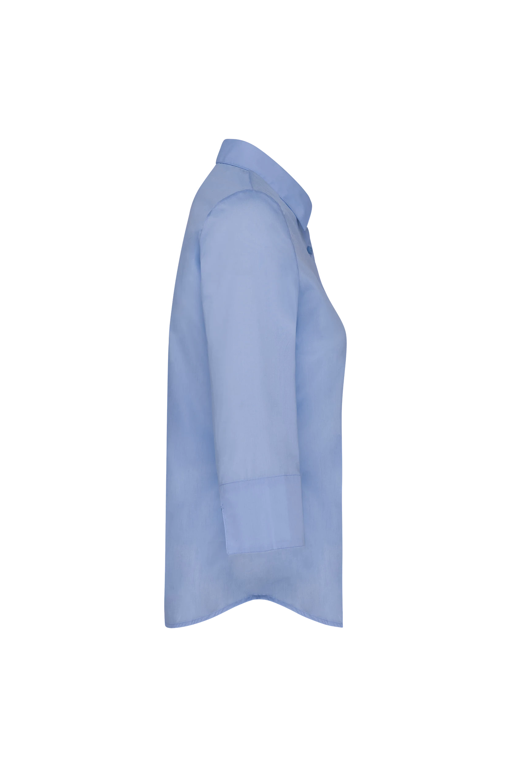 Chemise popeline polycoton manches 3/4 bleu ciel