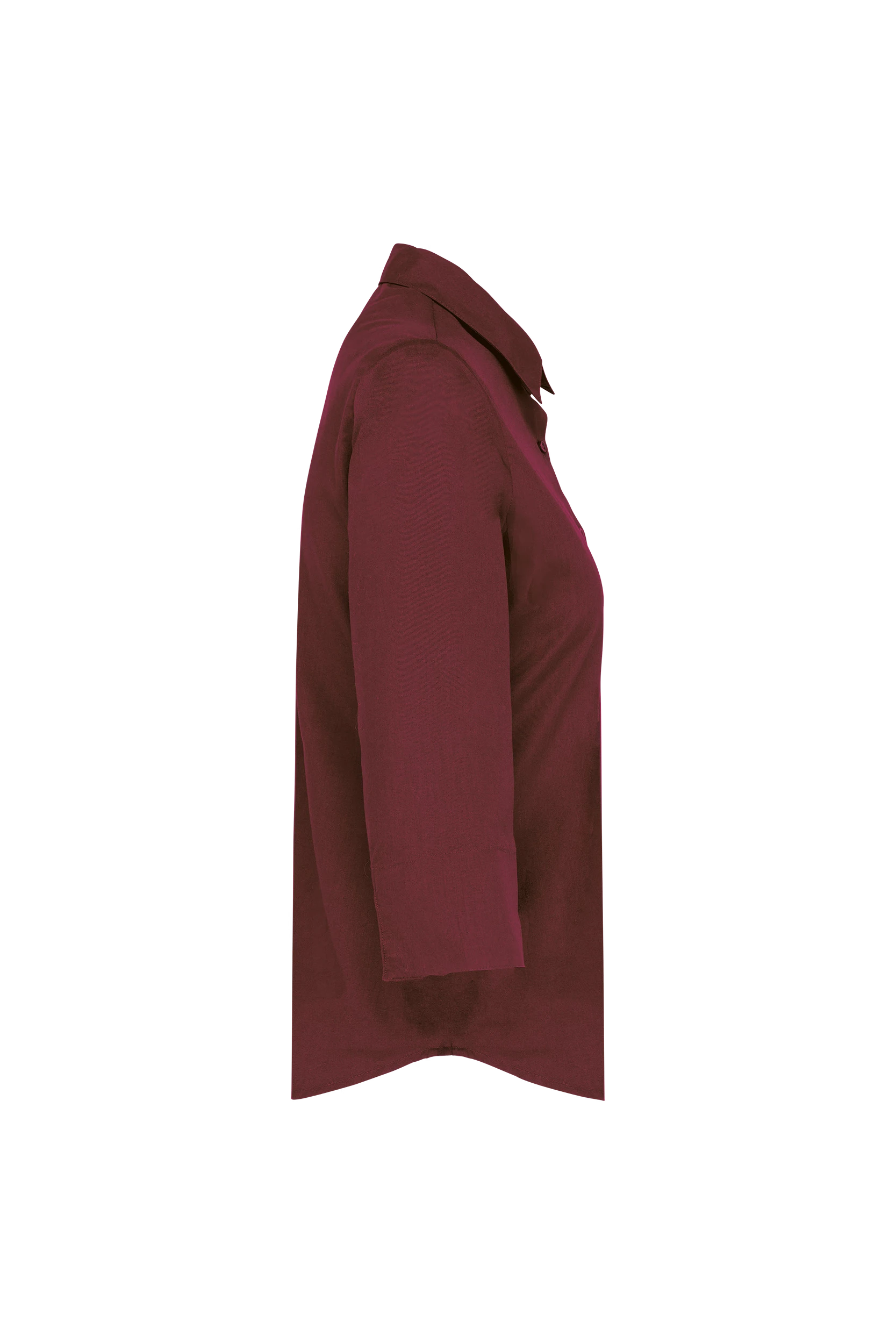 Chemise popeline polycoton manches 3/4 bordeaux
