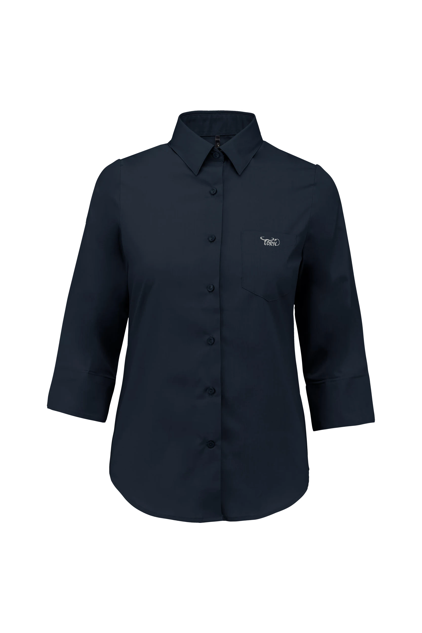 Chemise popeline polycoton manches 3/4 marine