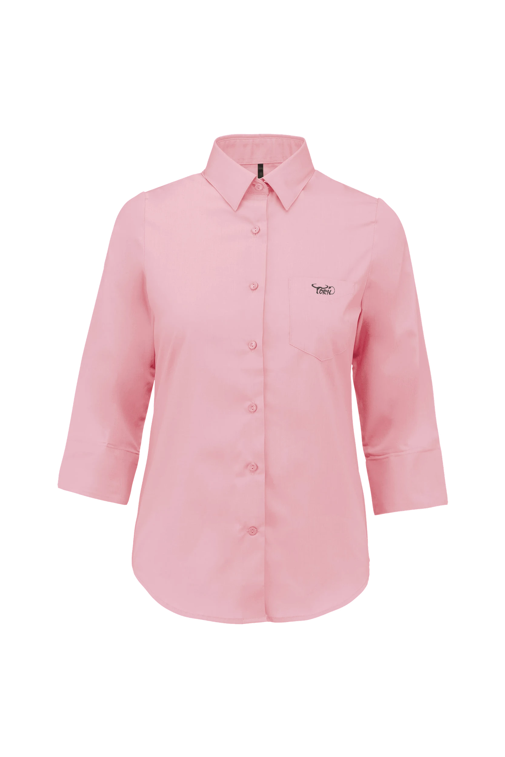 Chemise popeline polycoton manches 3/4 rose pâle