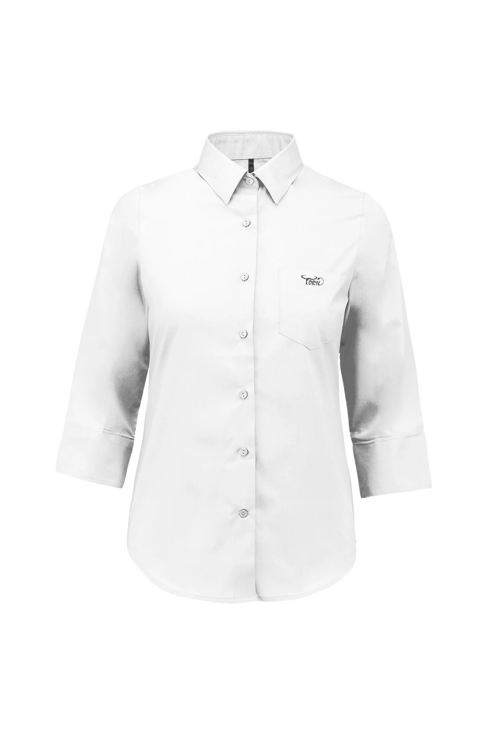 Chemise popeline polycoton manches 3/4 blanc