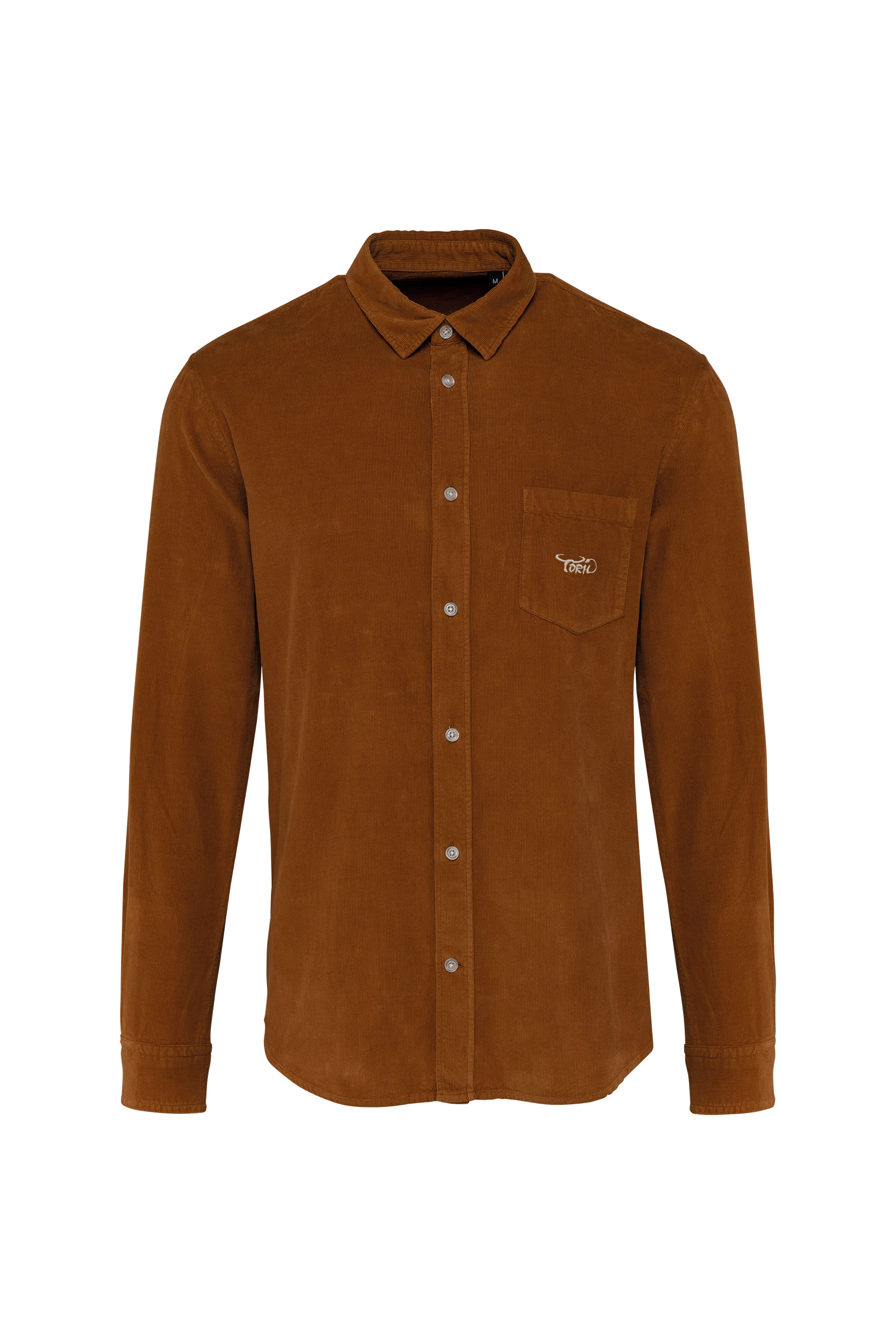 Chemise manches longues en velours brun