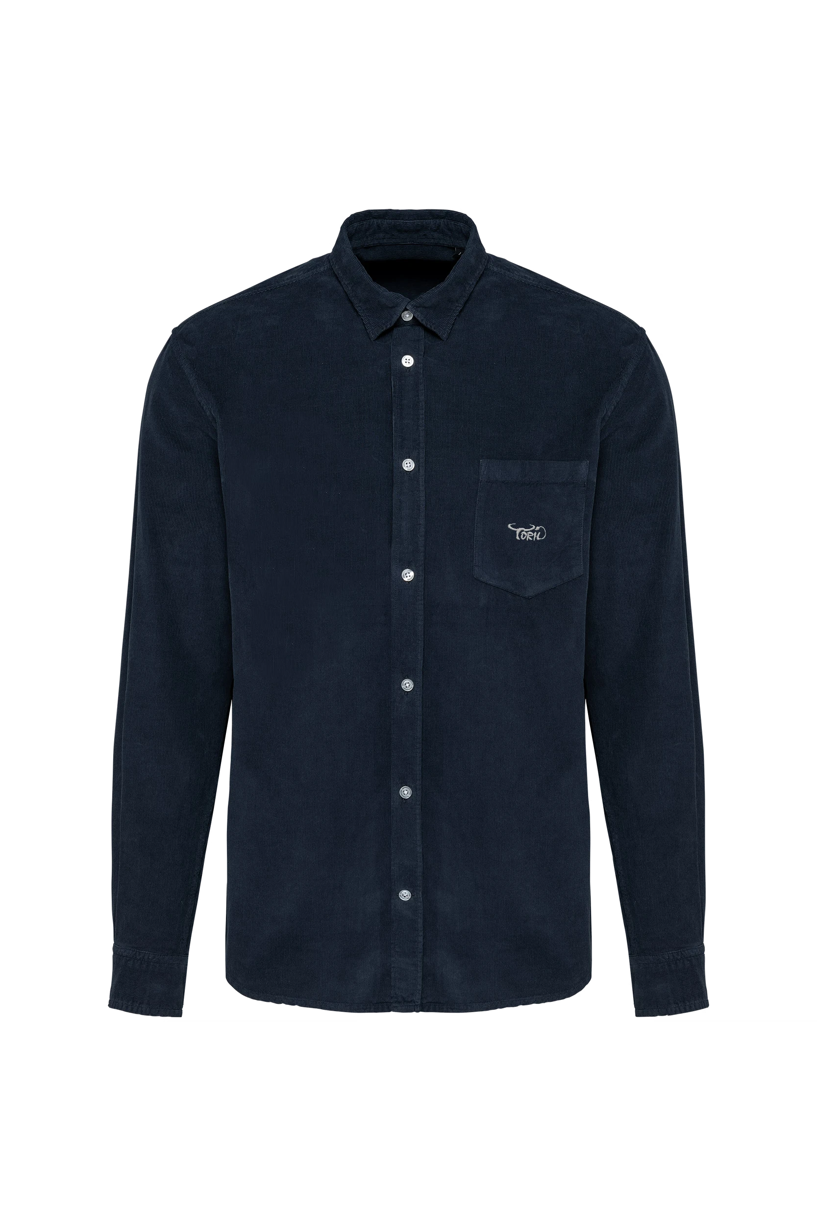 Chemise manches longues en velours marine