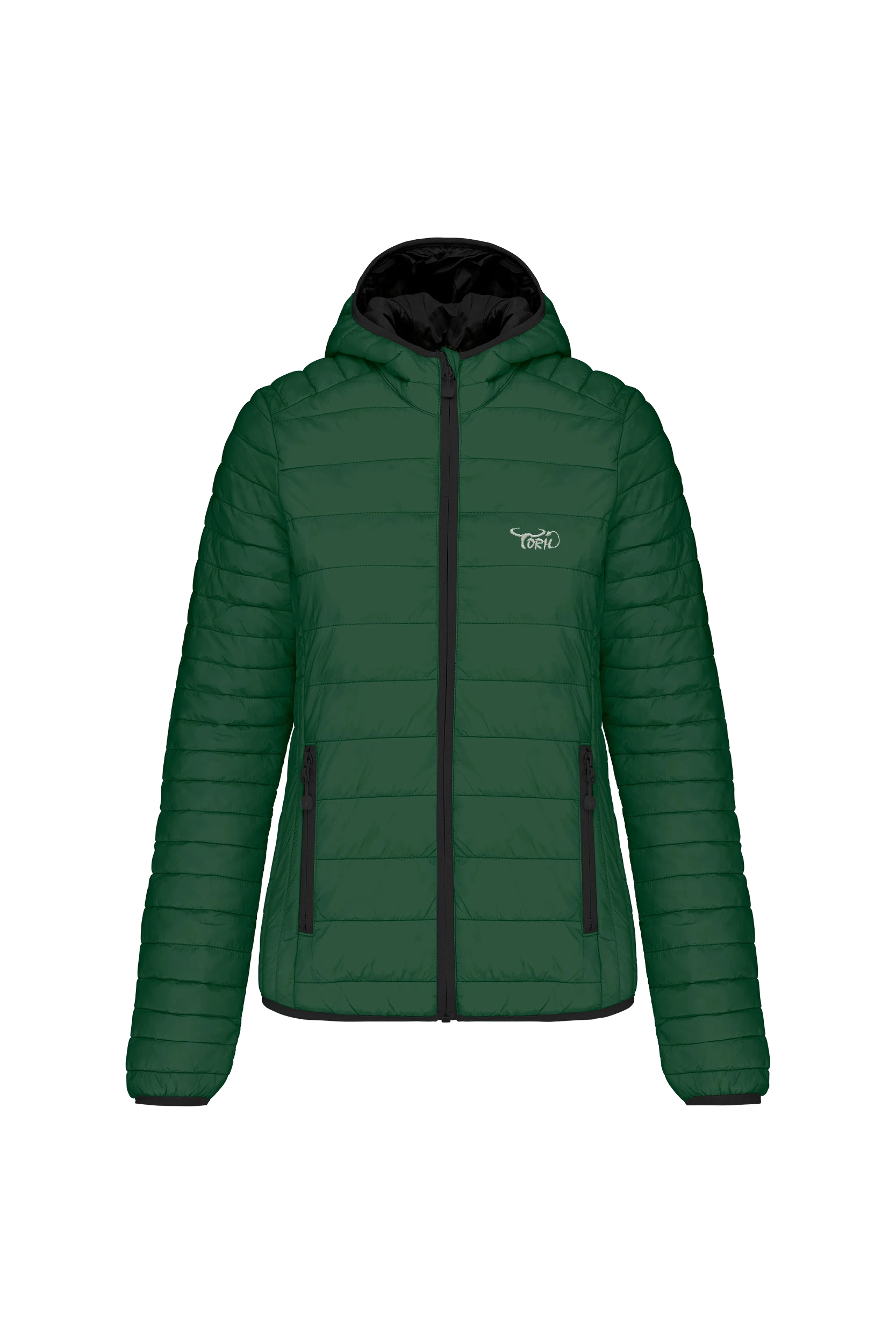 Doudoune légère à capuche vert forêt