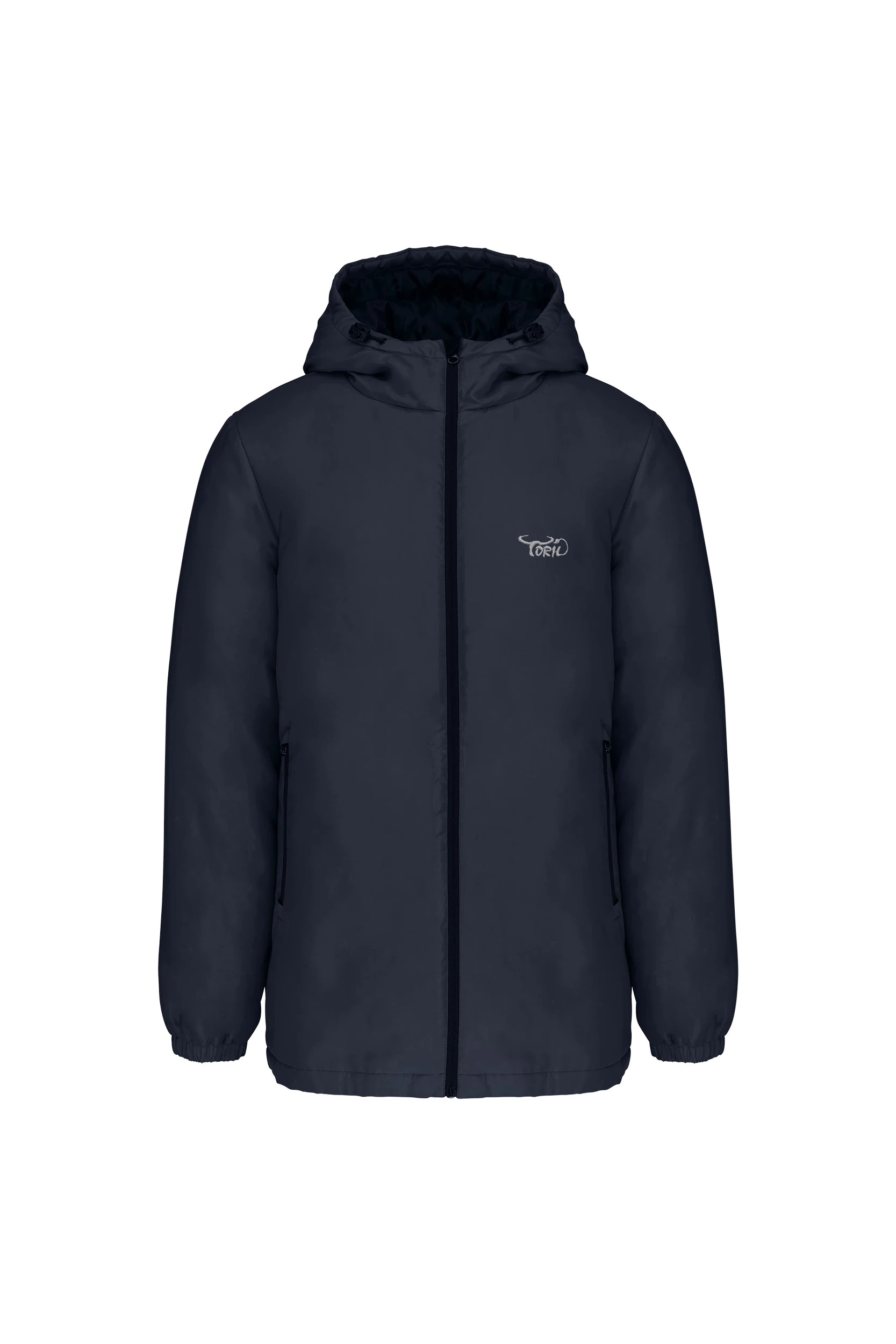 Parka à capuche recyclée unisexe marine