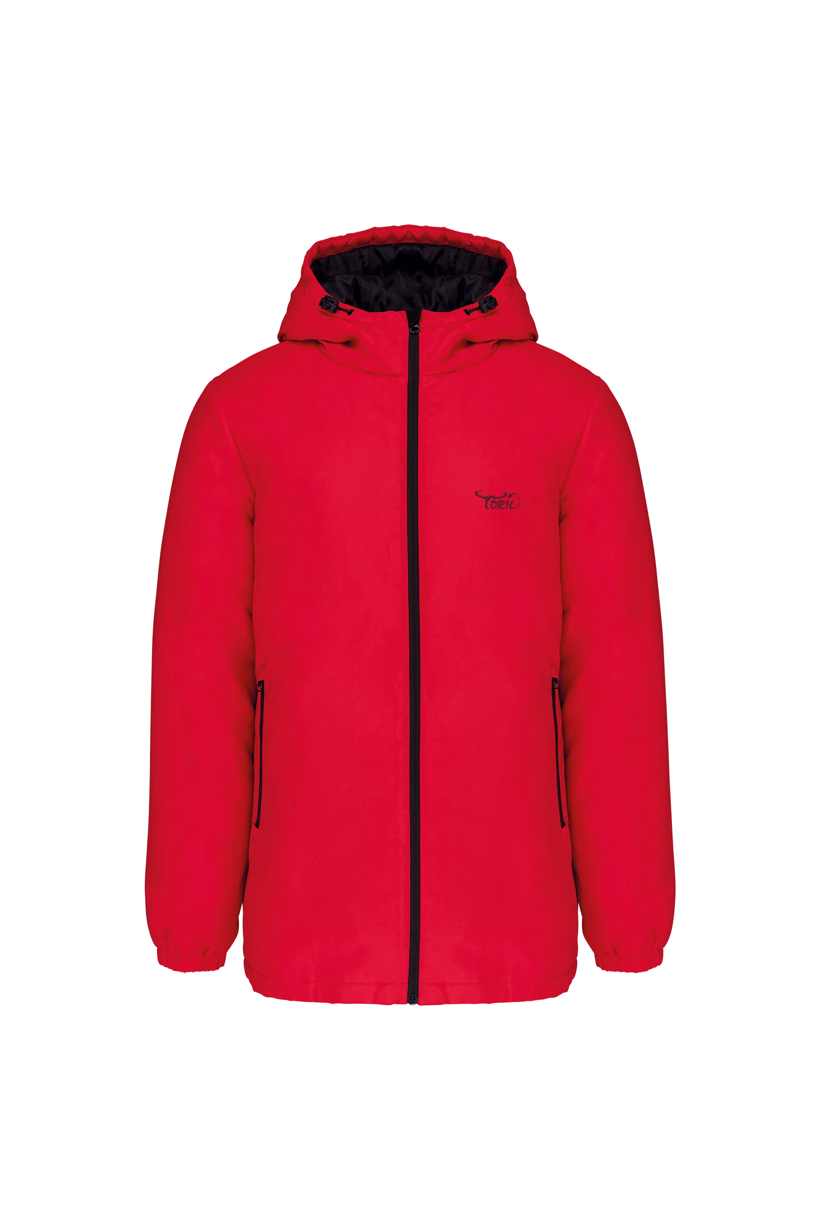 Parka à capuche recyclée unisexe rouge