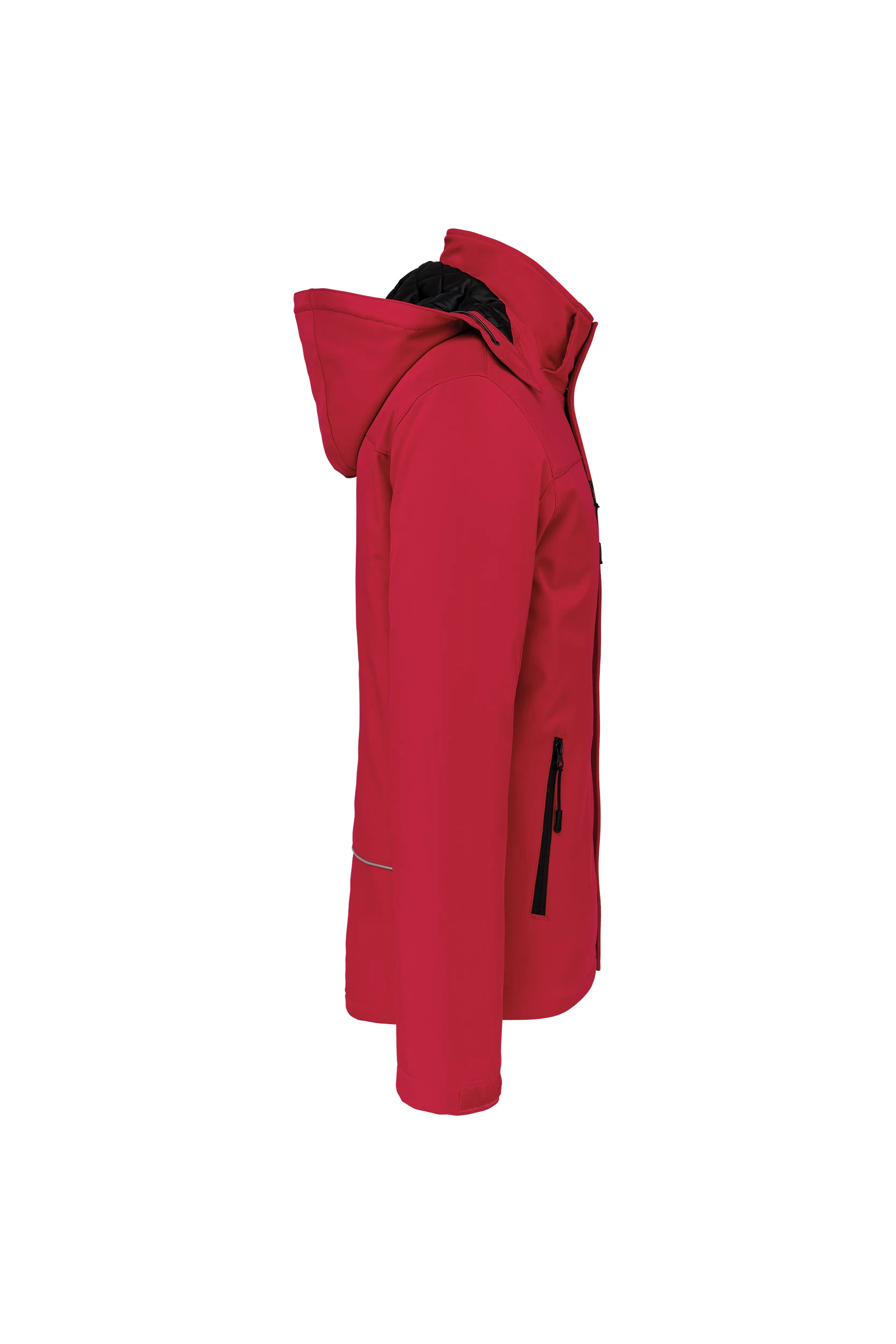Parka softshell doublée à capuche rouge