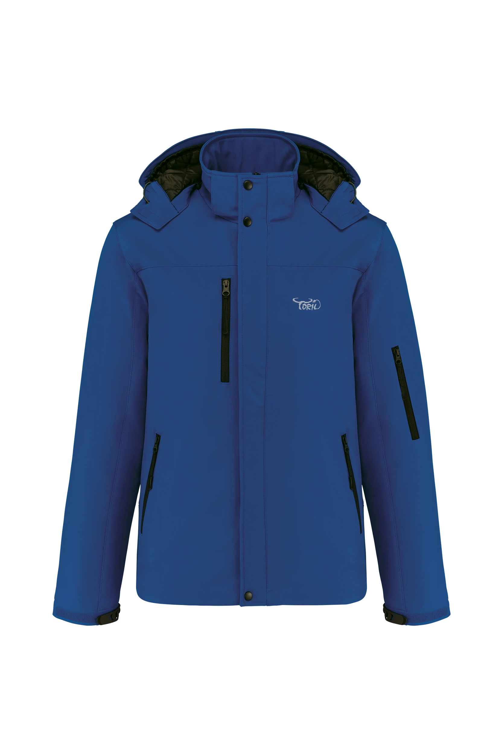 Parka softshell doublée à capuche bleu