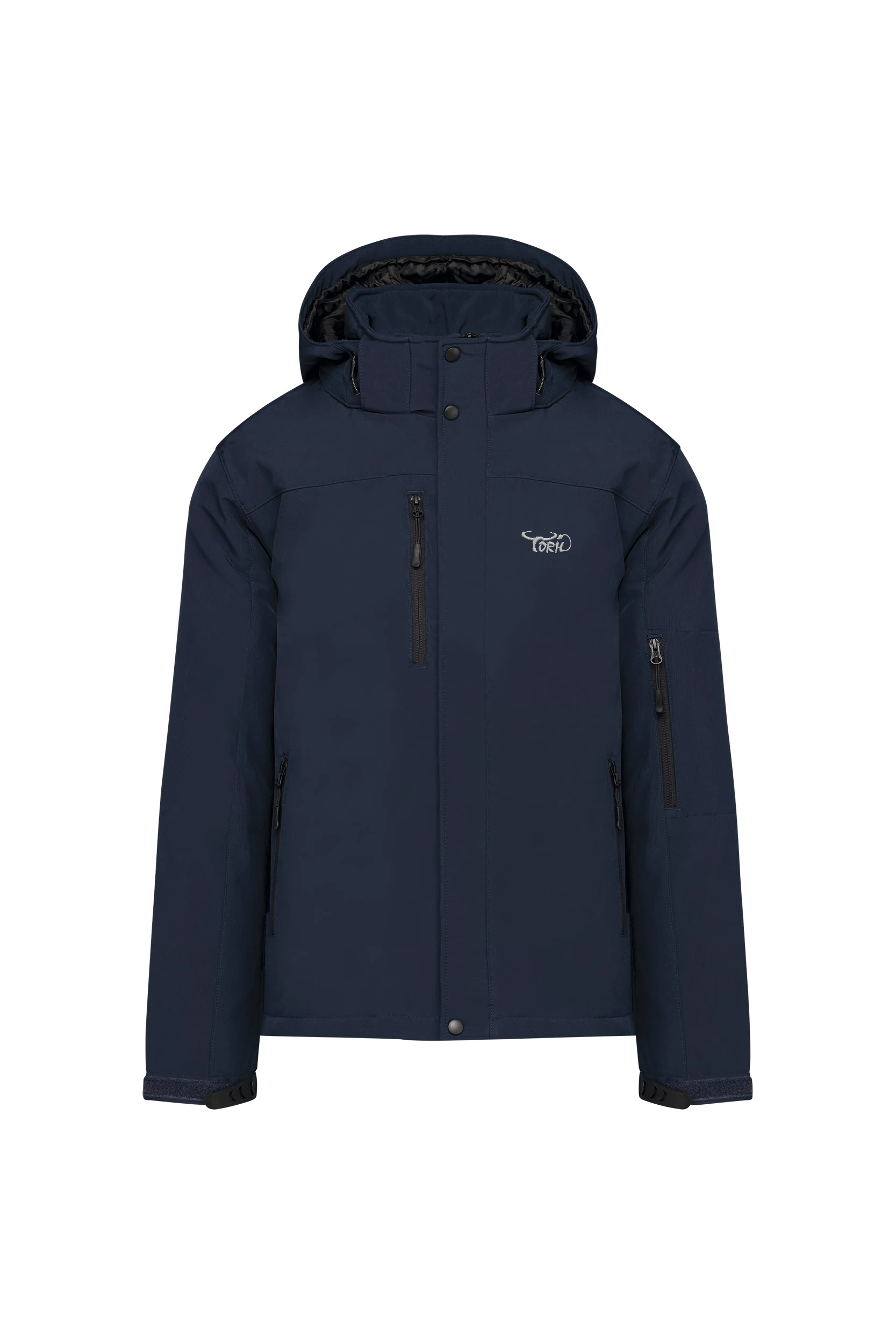 Parka softshell doublée à capuche marine