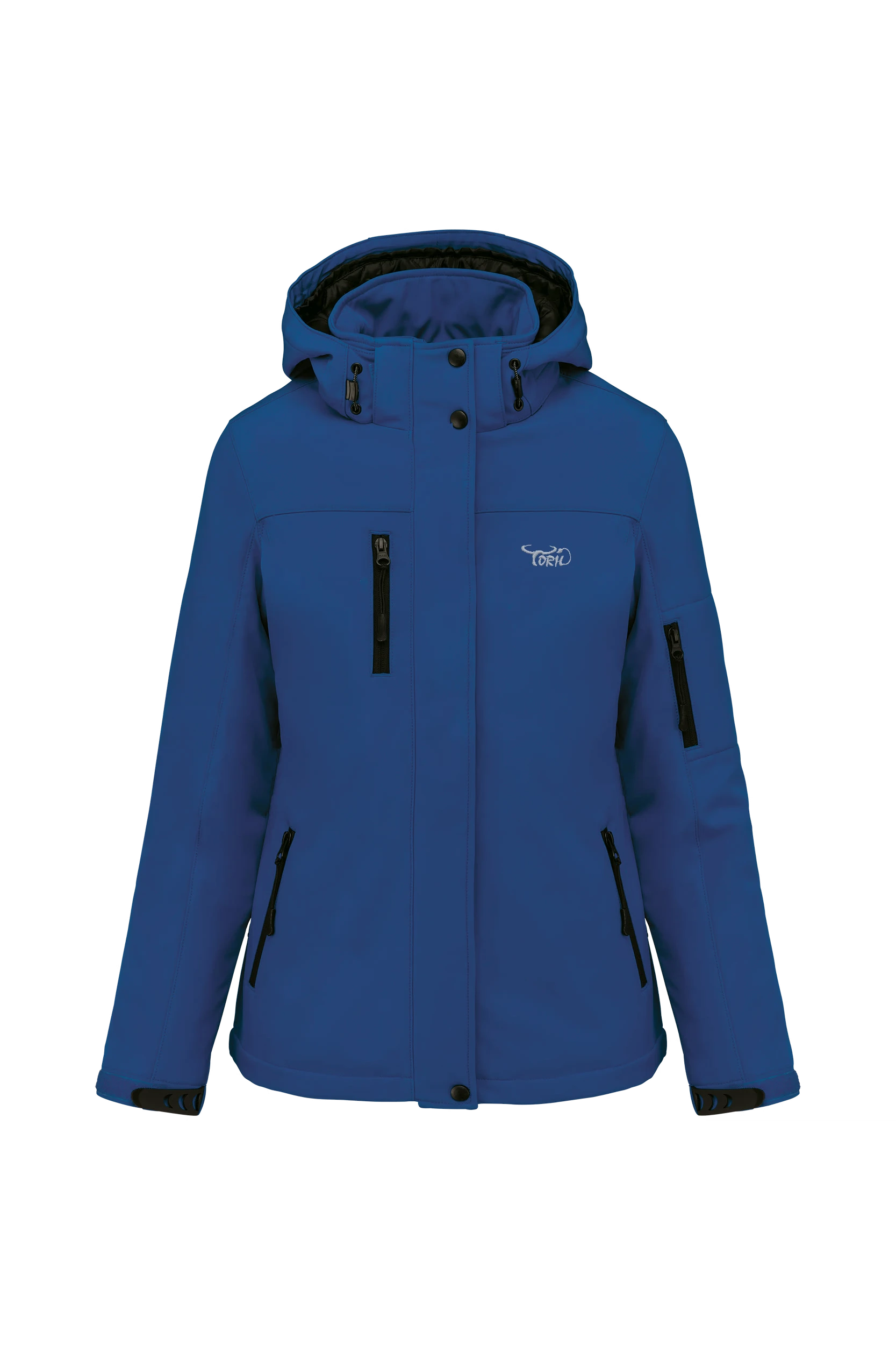 Parka softshell doublée à capuche bleu