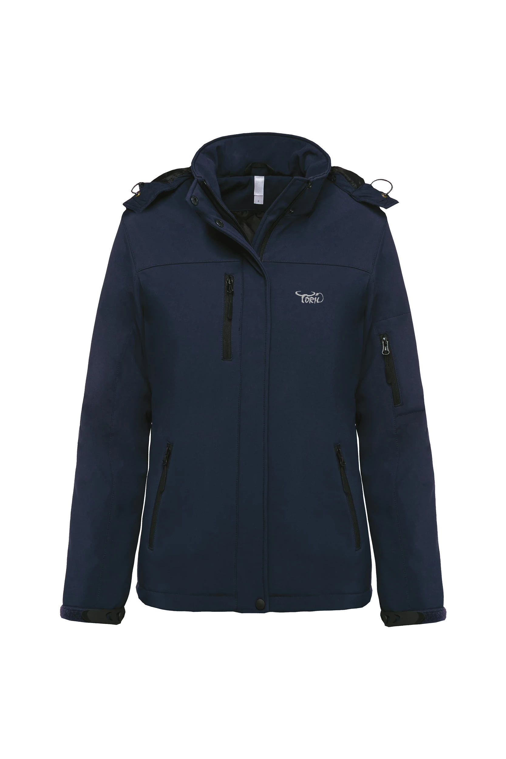 Parka softshell doublée à capuche marine