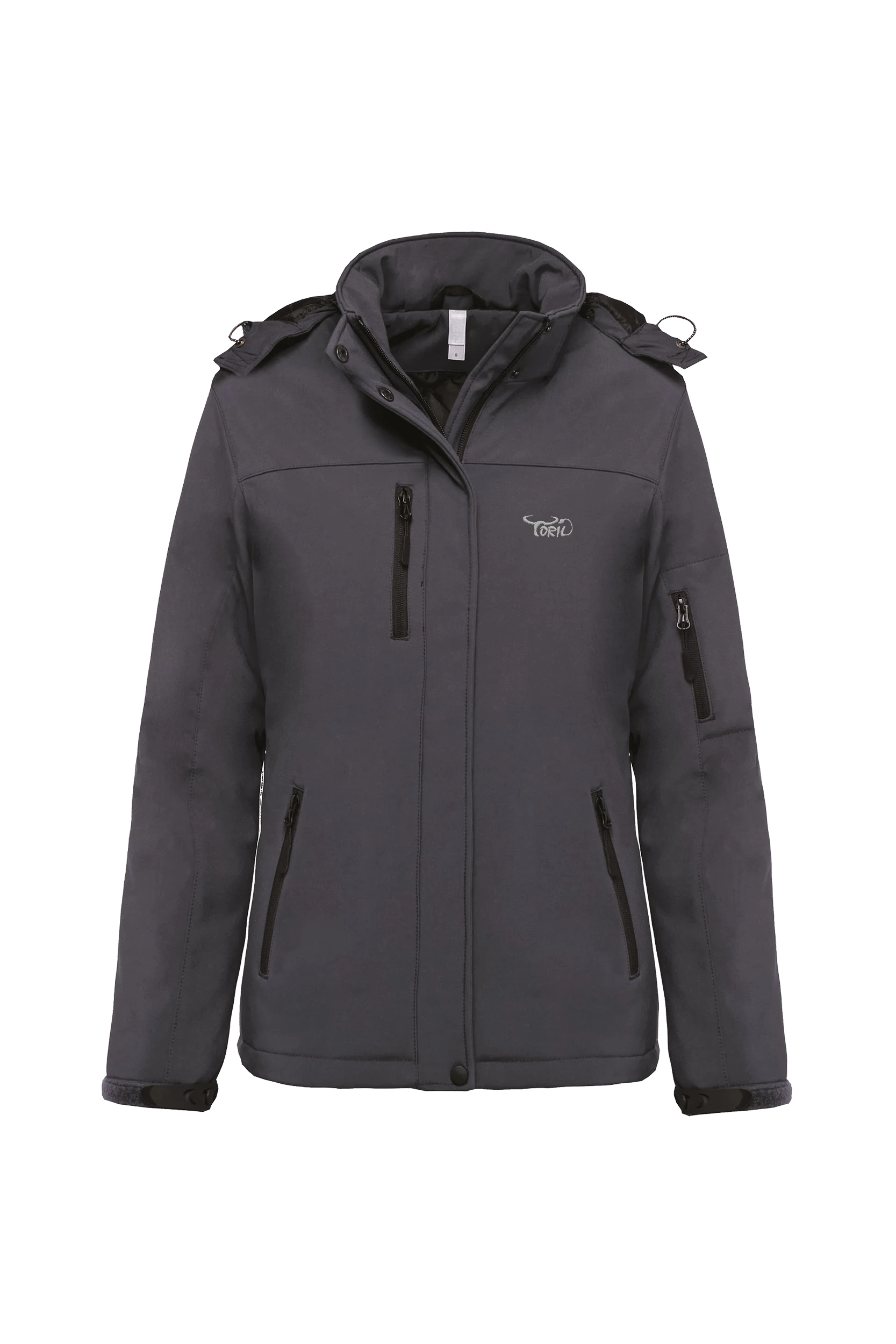 Parka softshell doublée à capuche titane