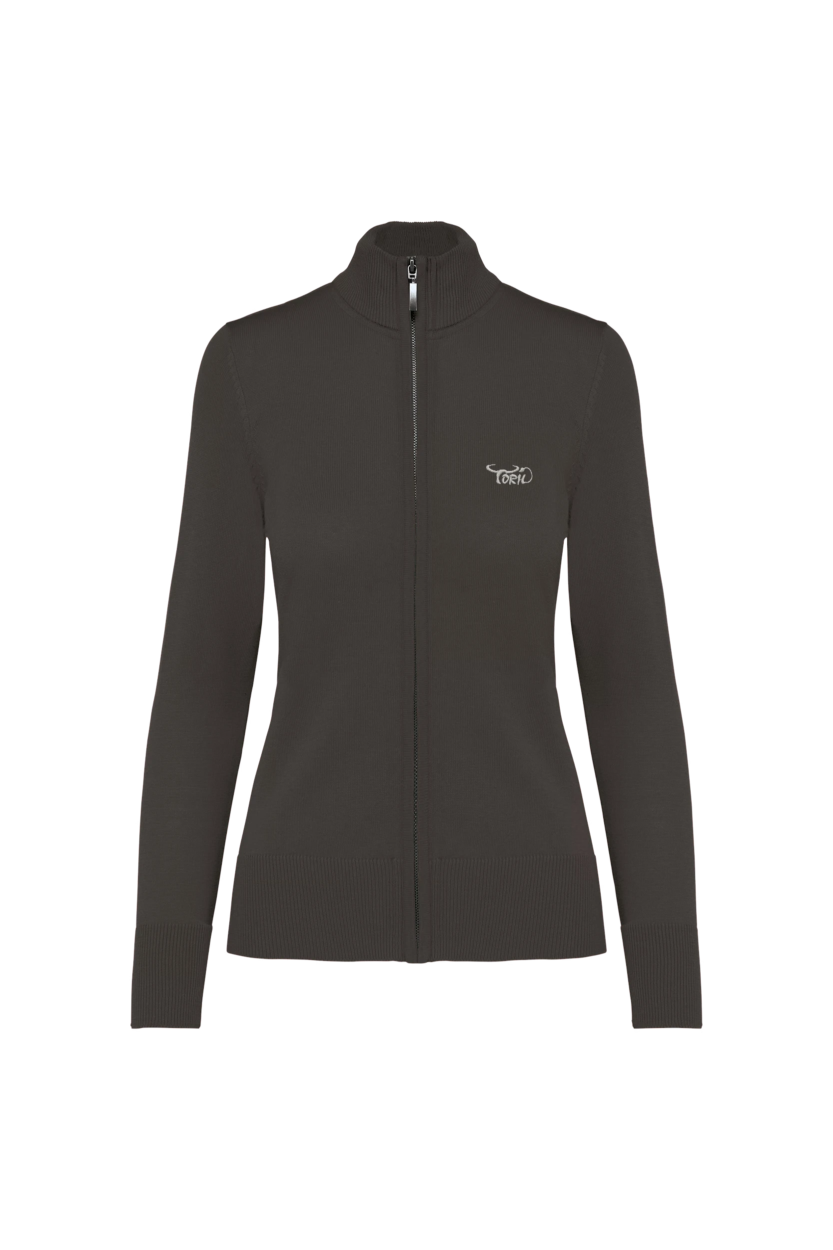 Cardigan zippé gris foncé
