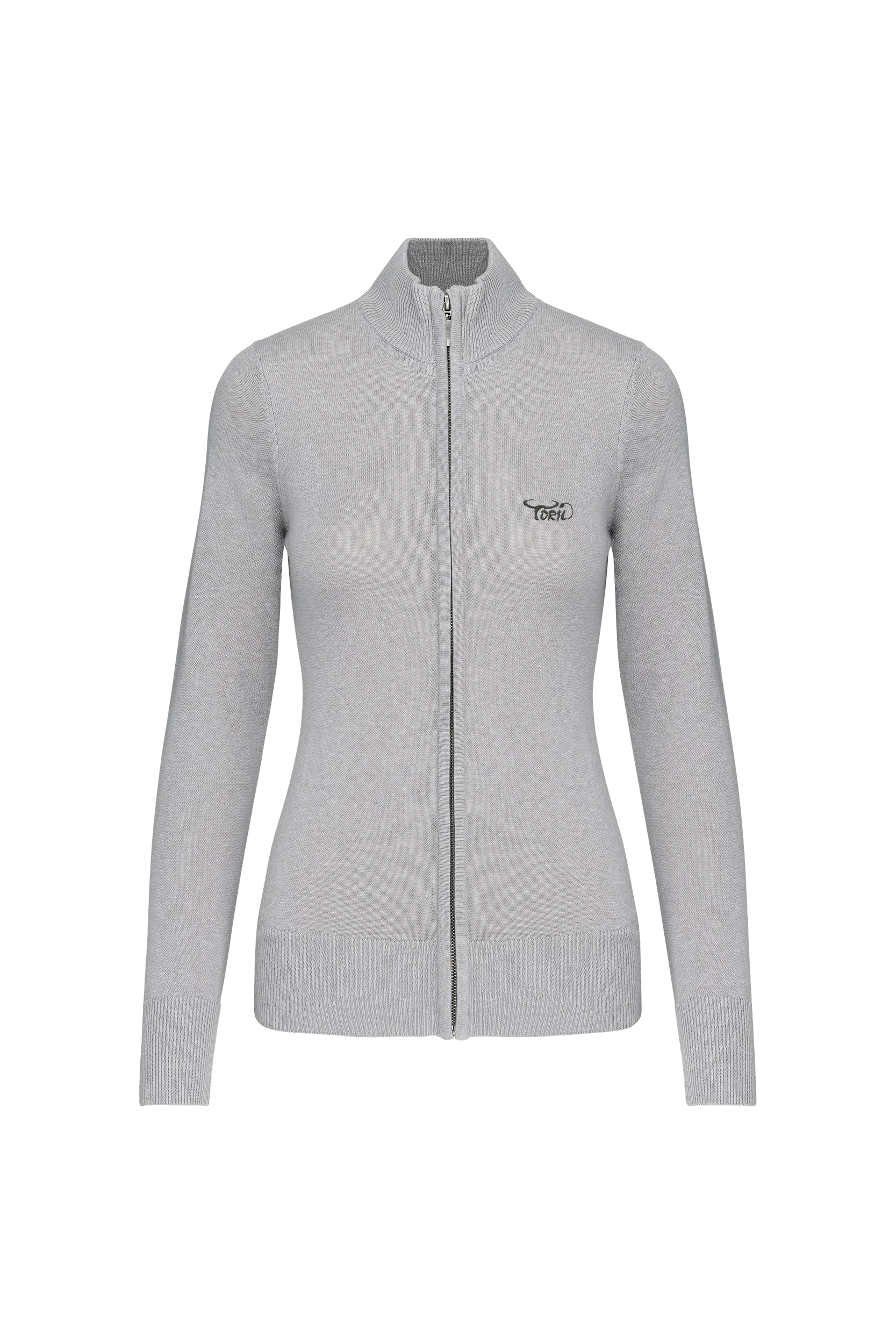 Cardigan zippé gris