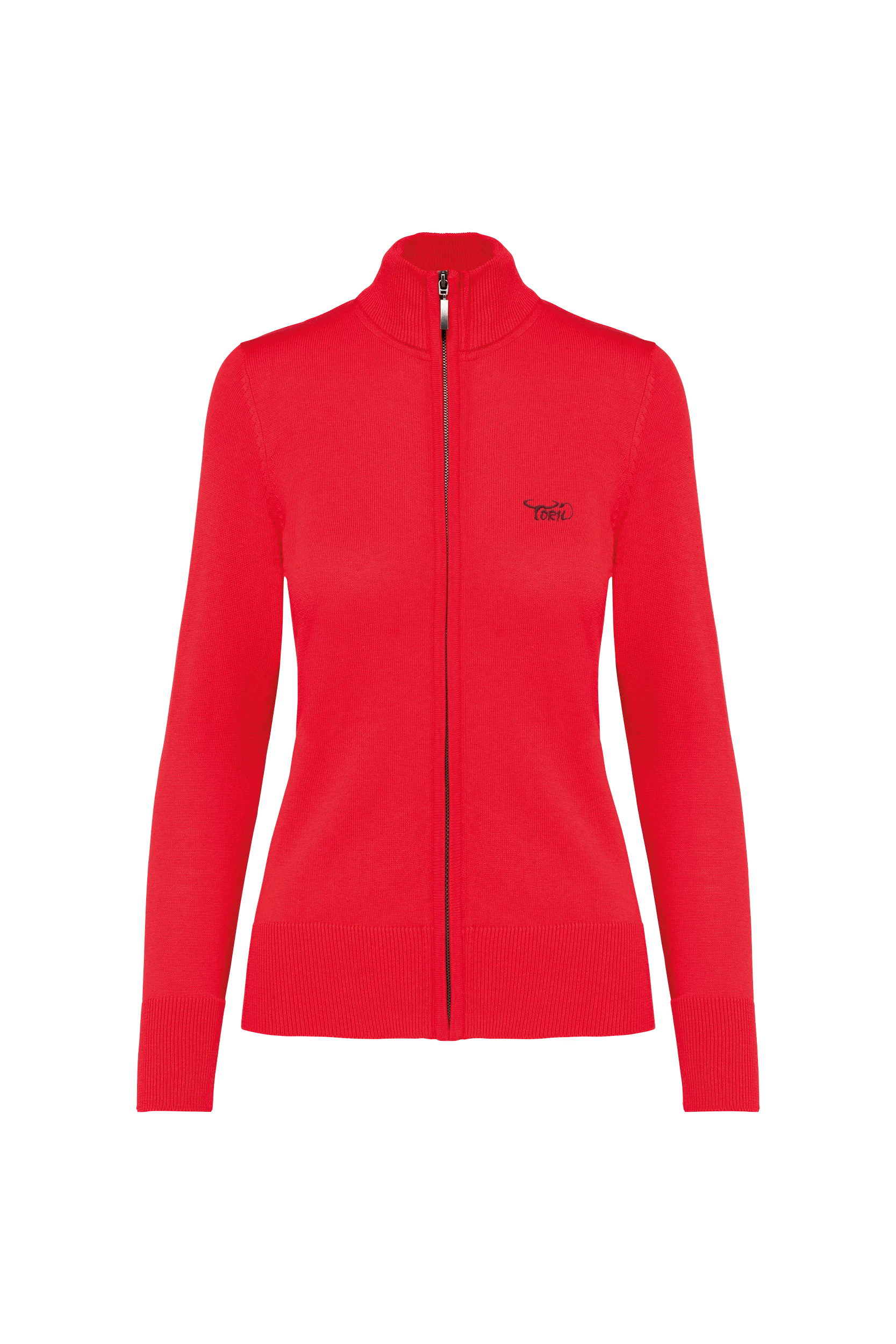 Cardigan zippé rouge