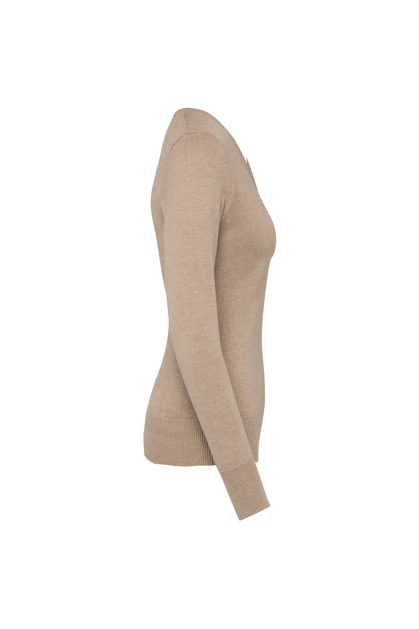 Pull col v beige