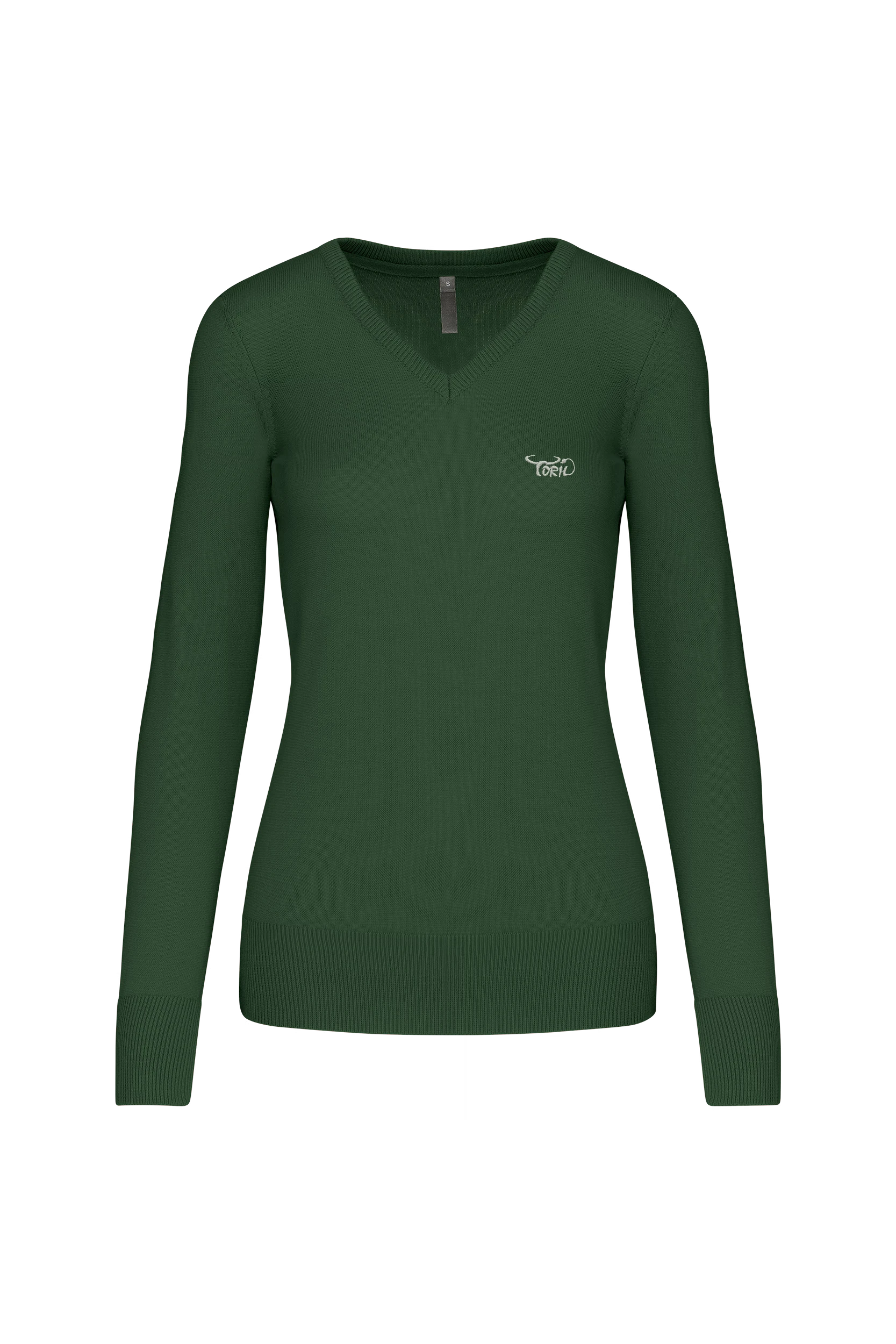 Pull col v vert forêt