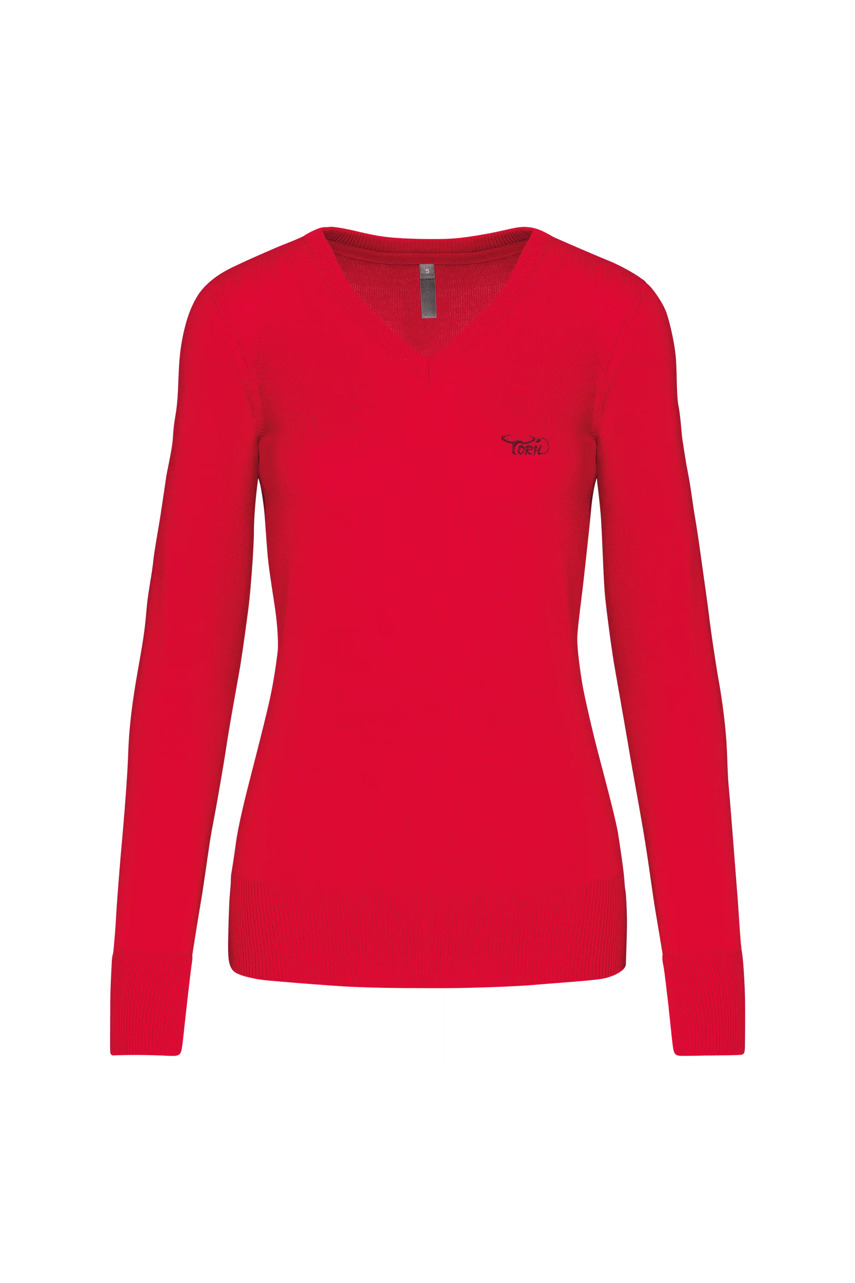 Pull col v rouge