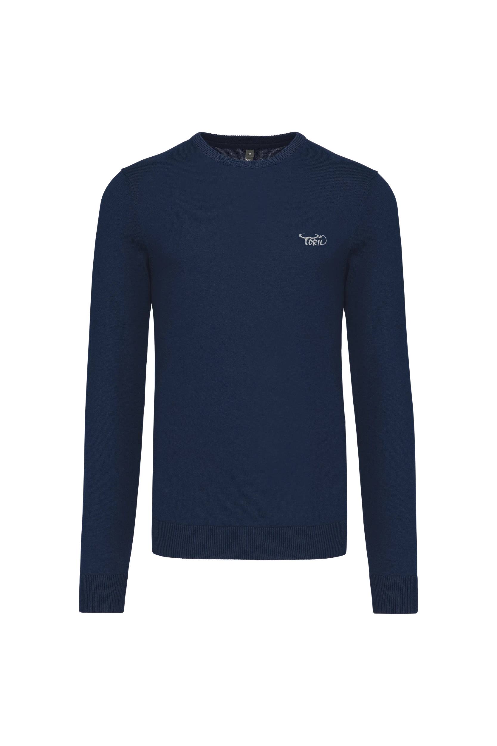 Pull col rond marine