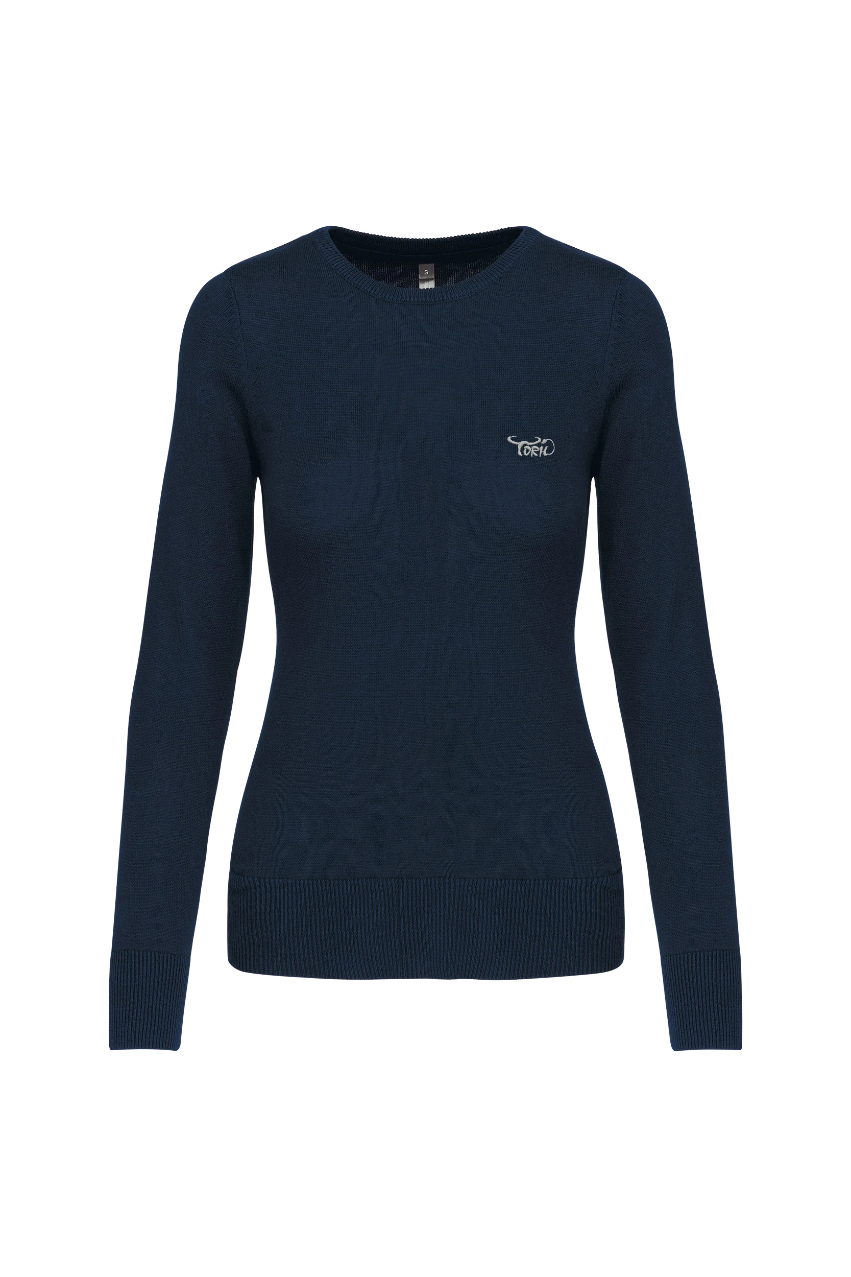Pull col rond marine
