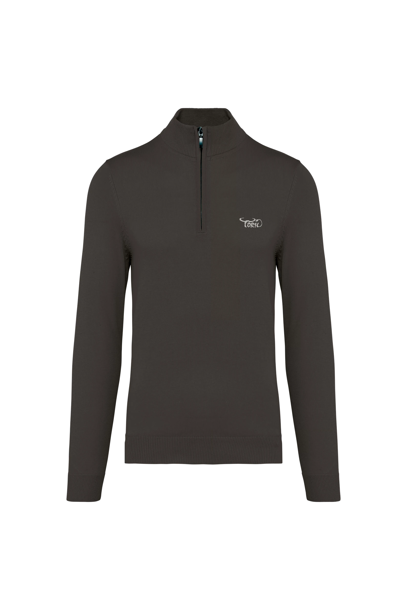 Pull 1/4 zip gris foncé