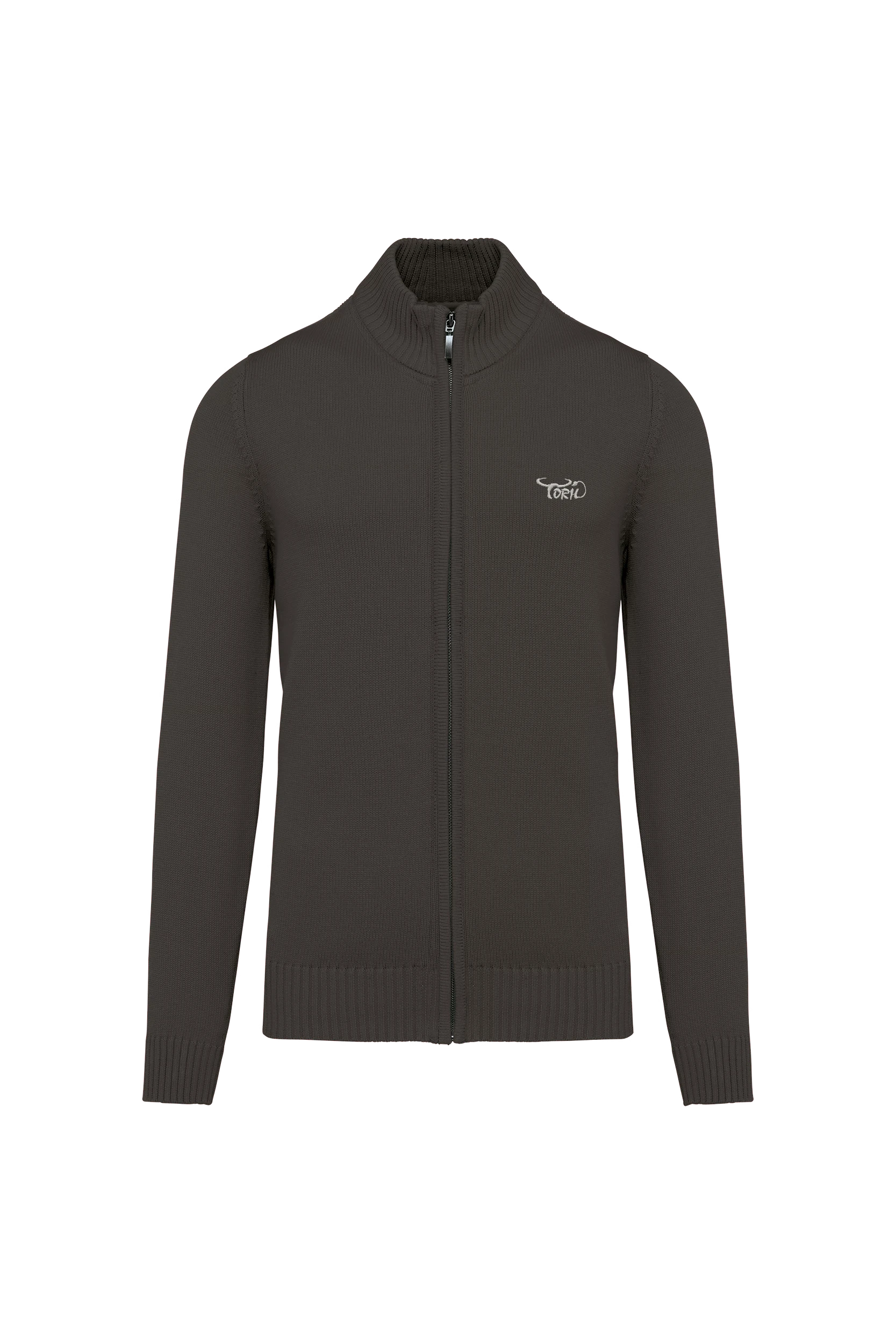 Cardigan zippé gris foncé