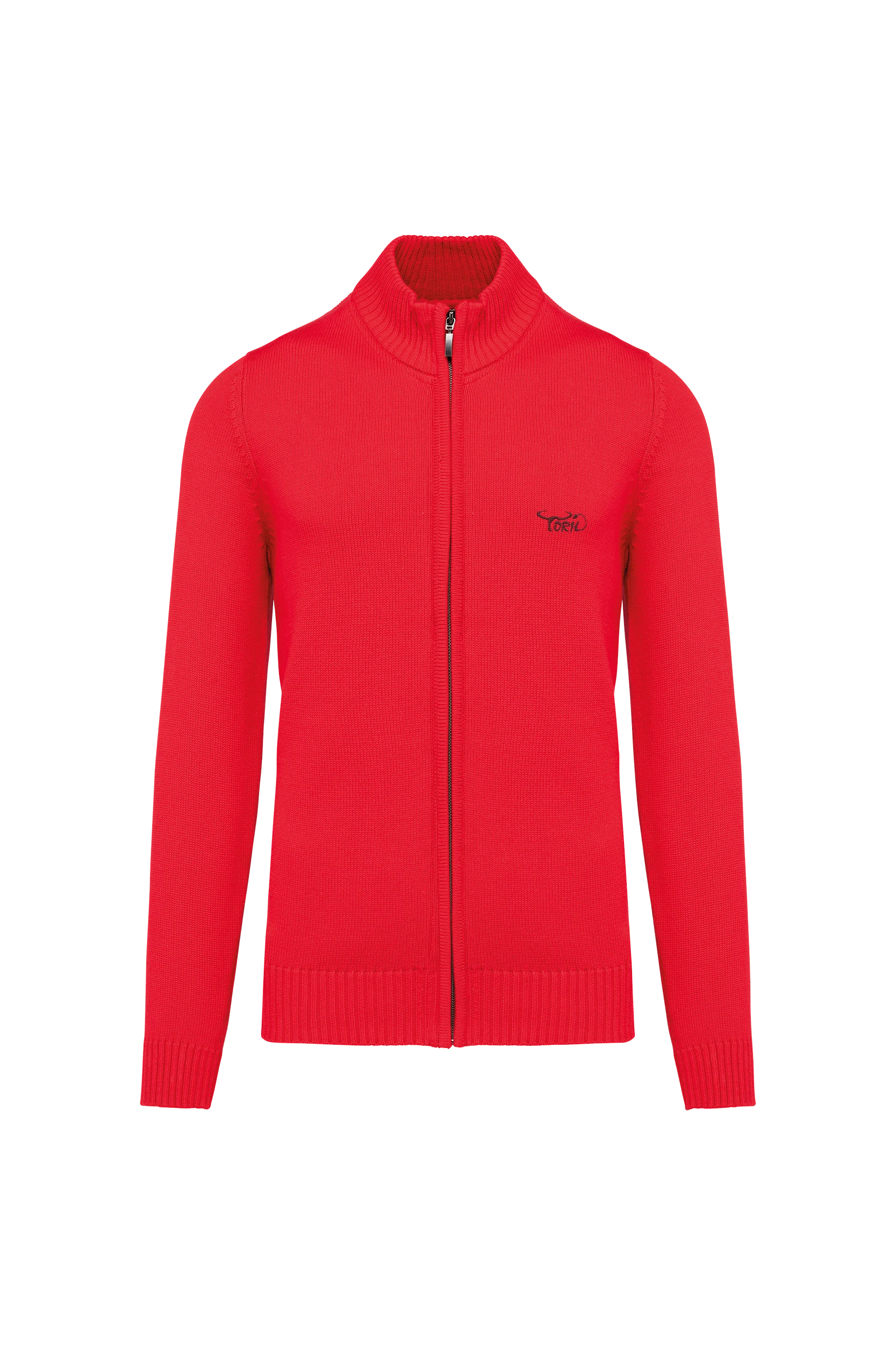 Cardigan zippé rouge