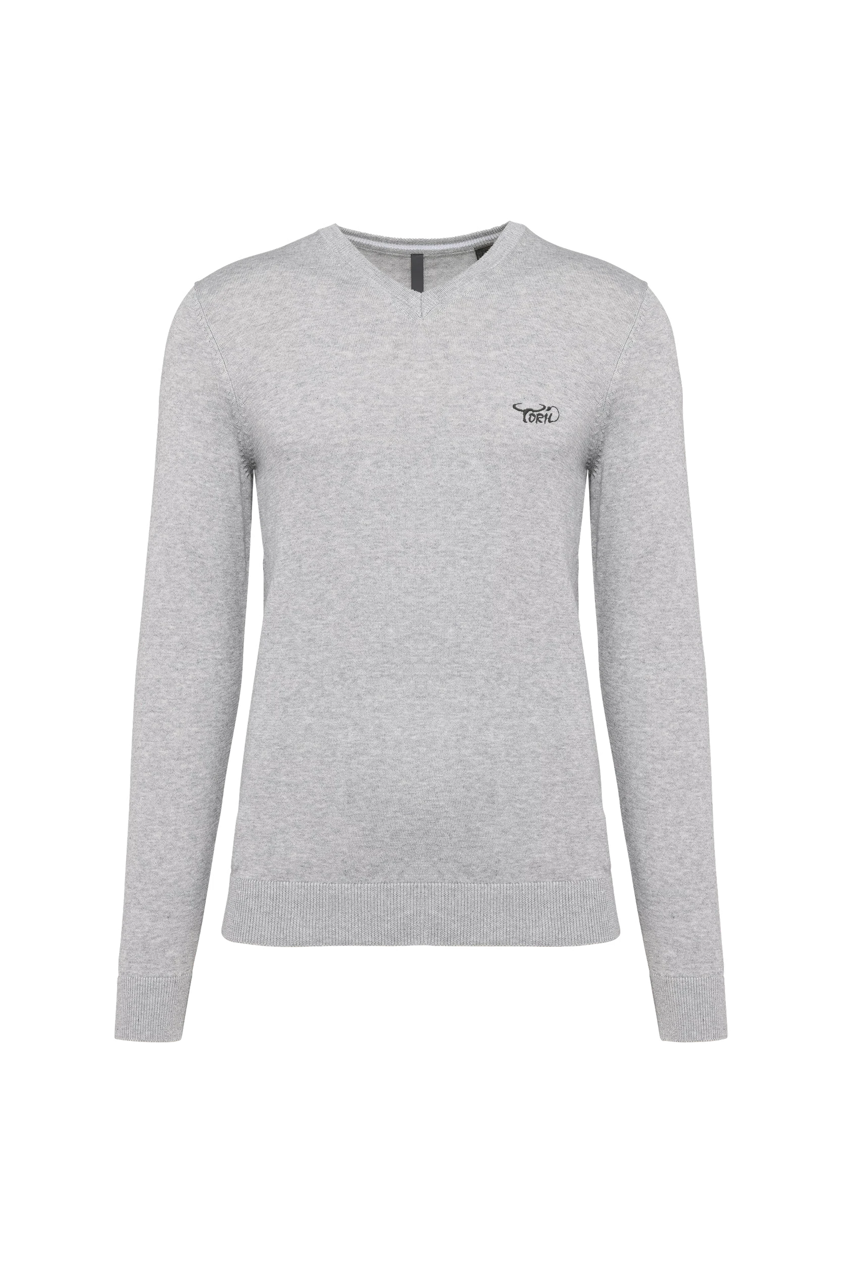 Pull col en v écoresponsable gris
