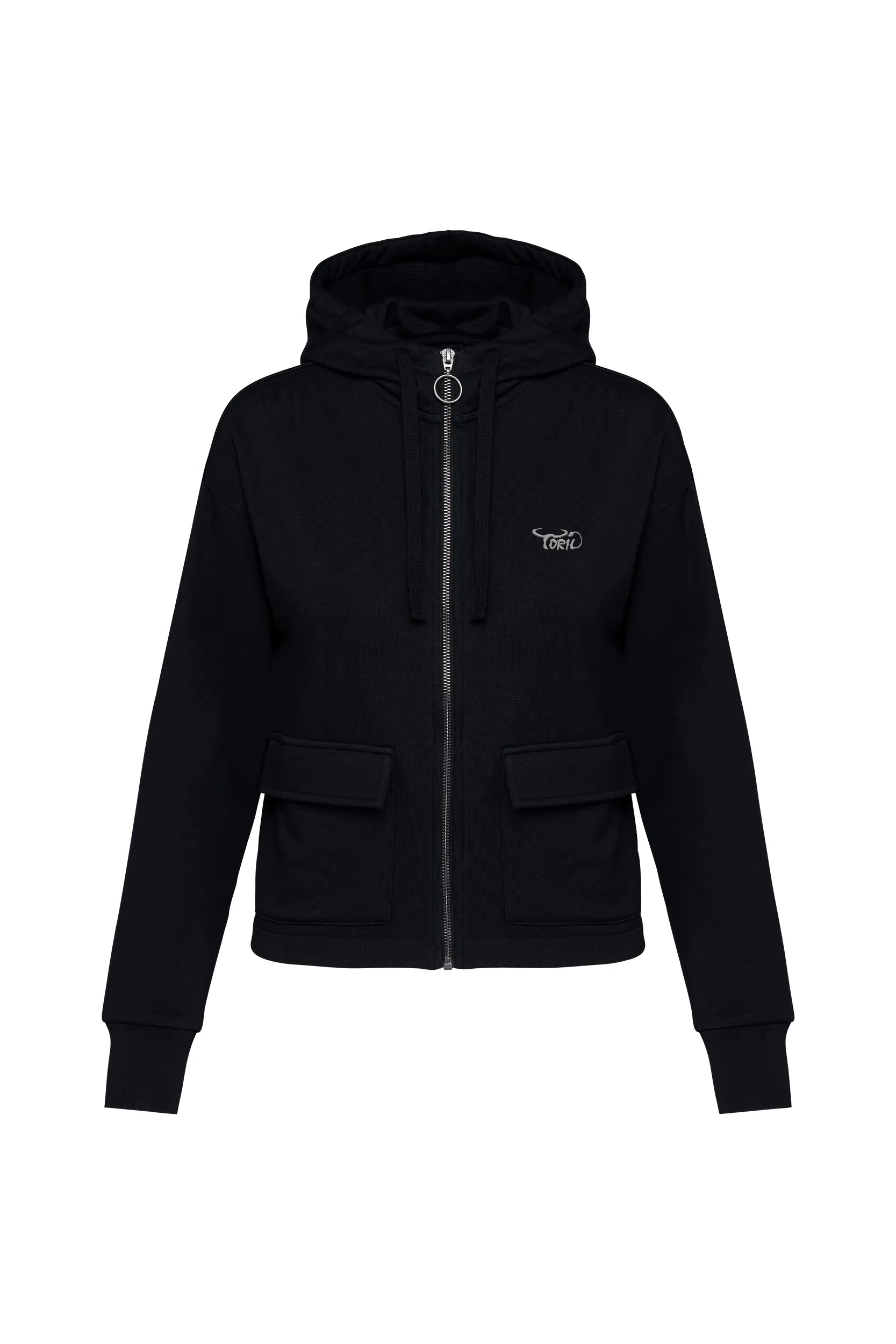 Sweat-shirt zippé à capuche french terry noir