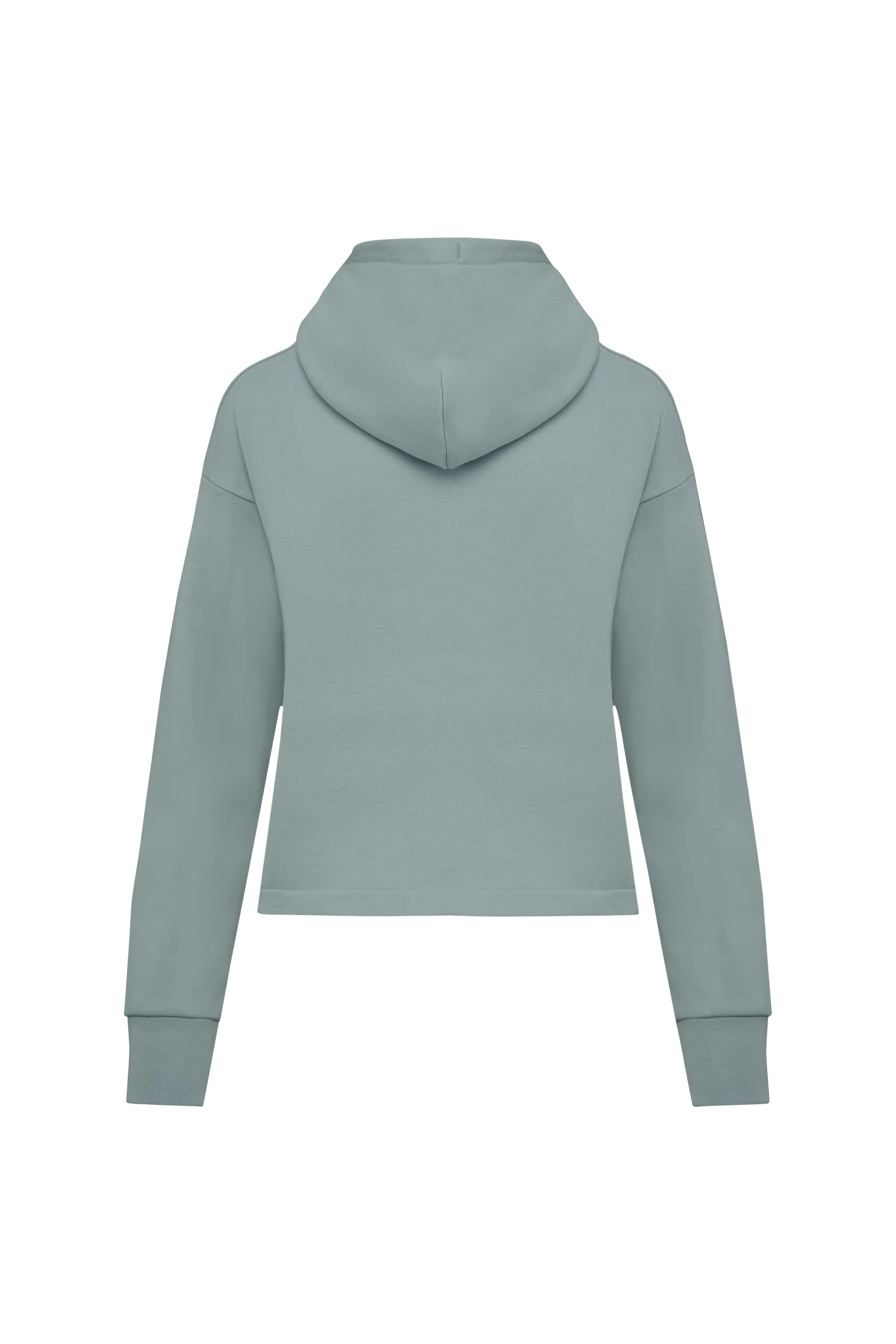 Sweat-shirt zippé à capuche french terry vert jade