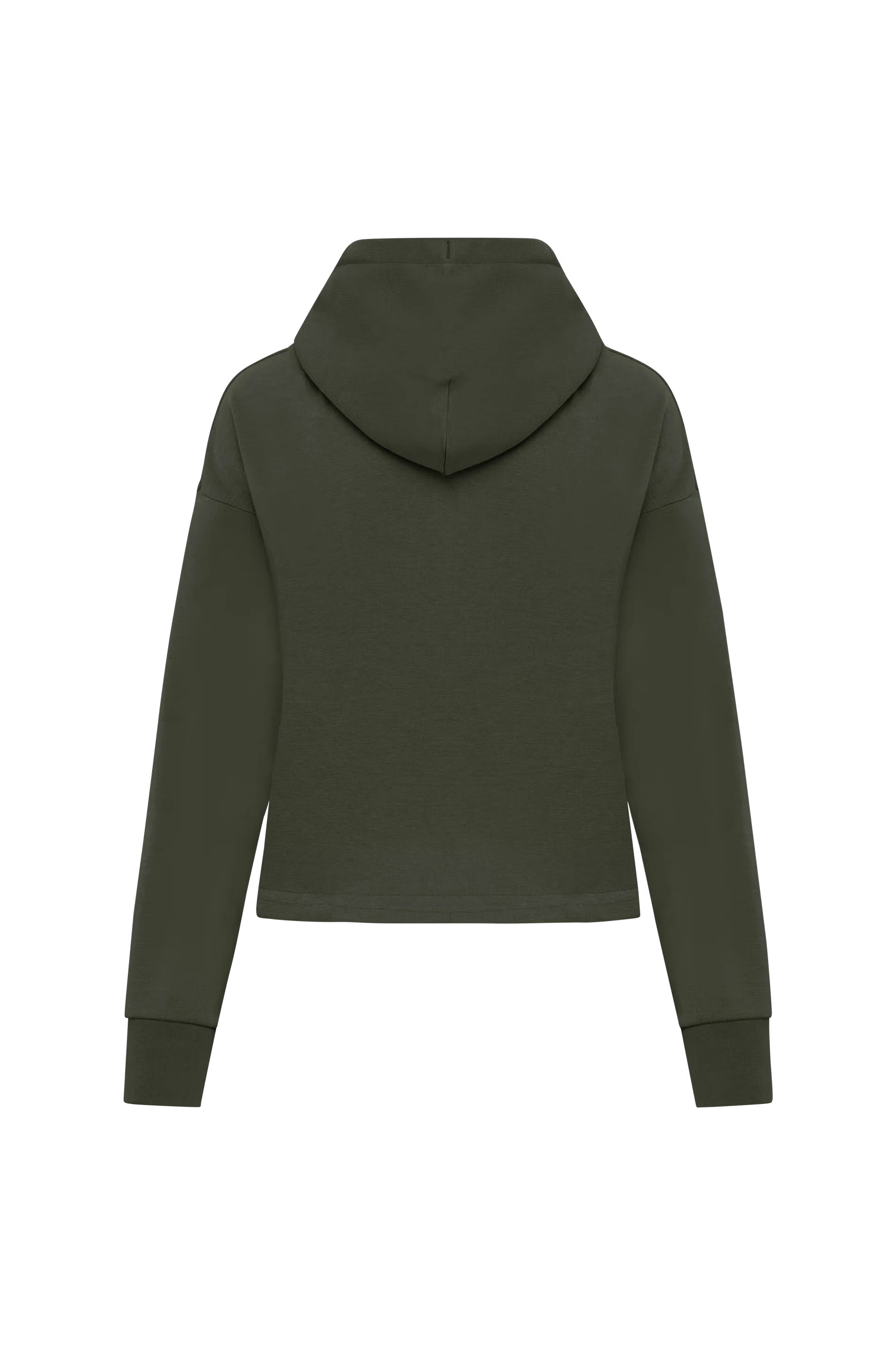 Sweat-shirt zippé à capuche french terry kaki