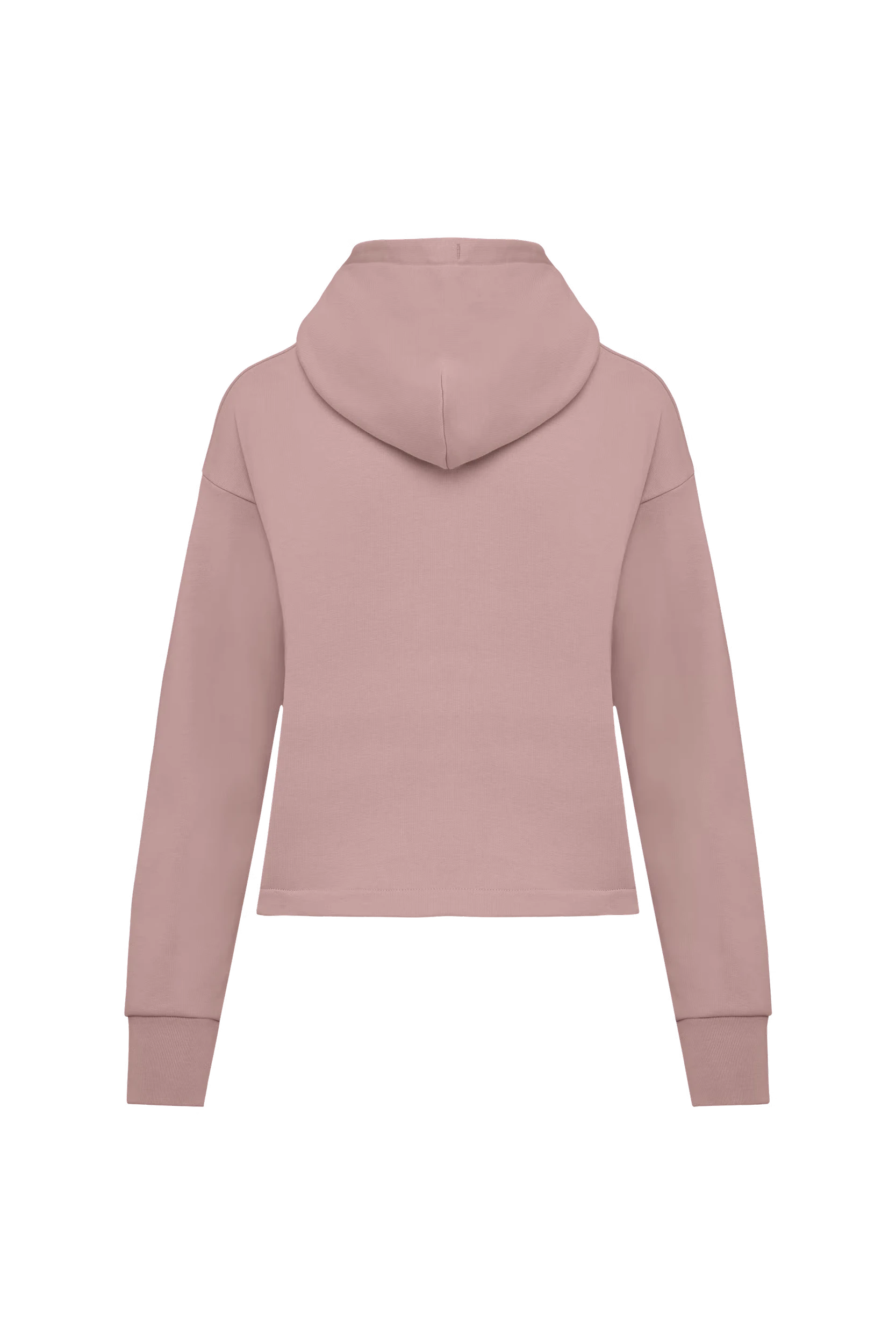 Sweat-shirt zippé à capuche french terry rose pétale