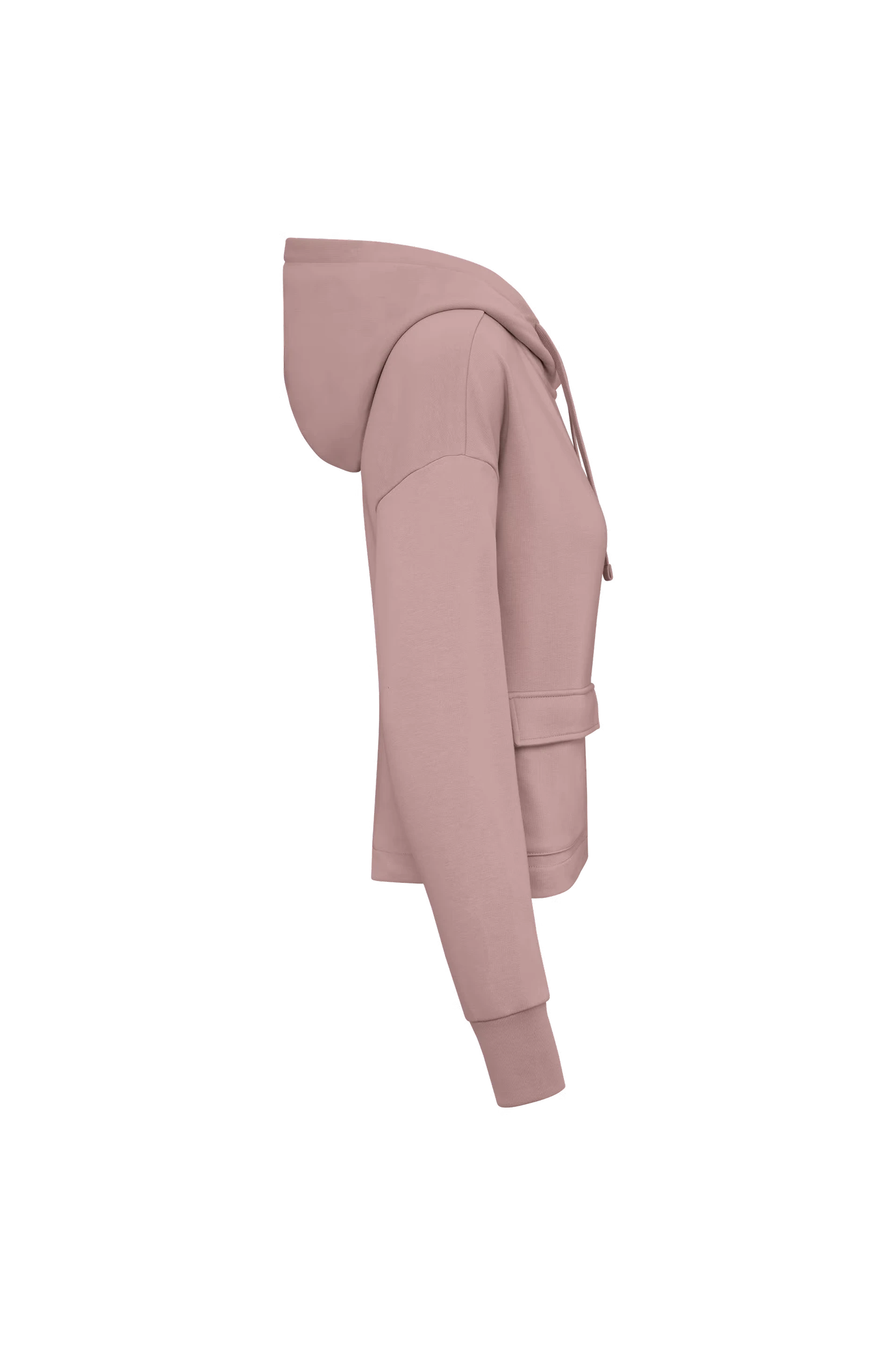 Sweat-shirt zippé à capuche french terry rose pétale