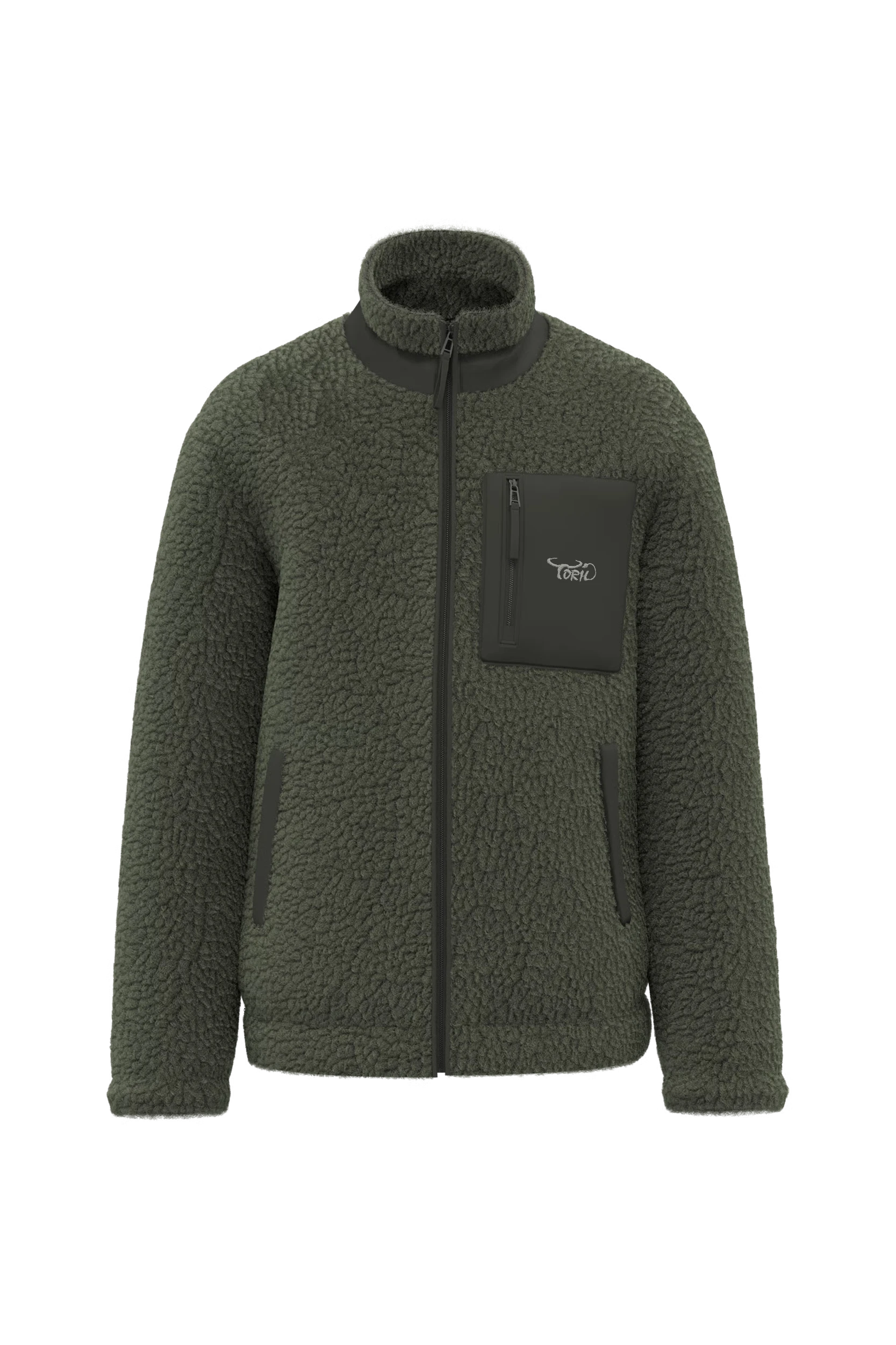Veste écoresponsable en sherpa unisexe kaki