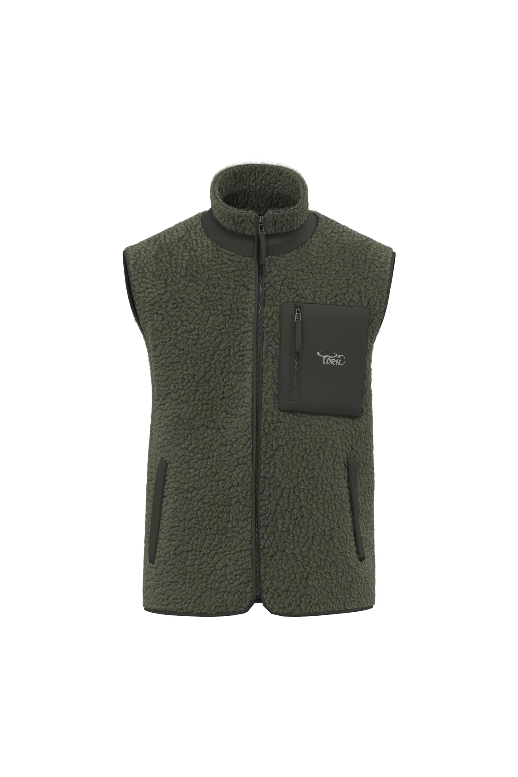 Gilet écoresponsable en sherpa unisexe kaki