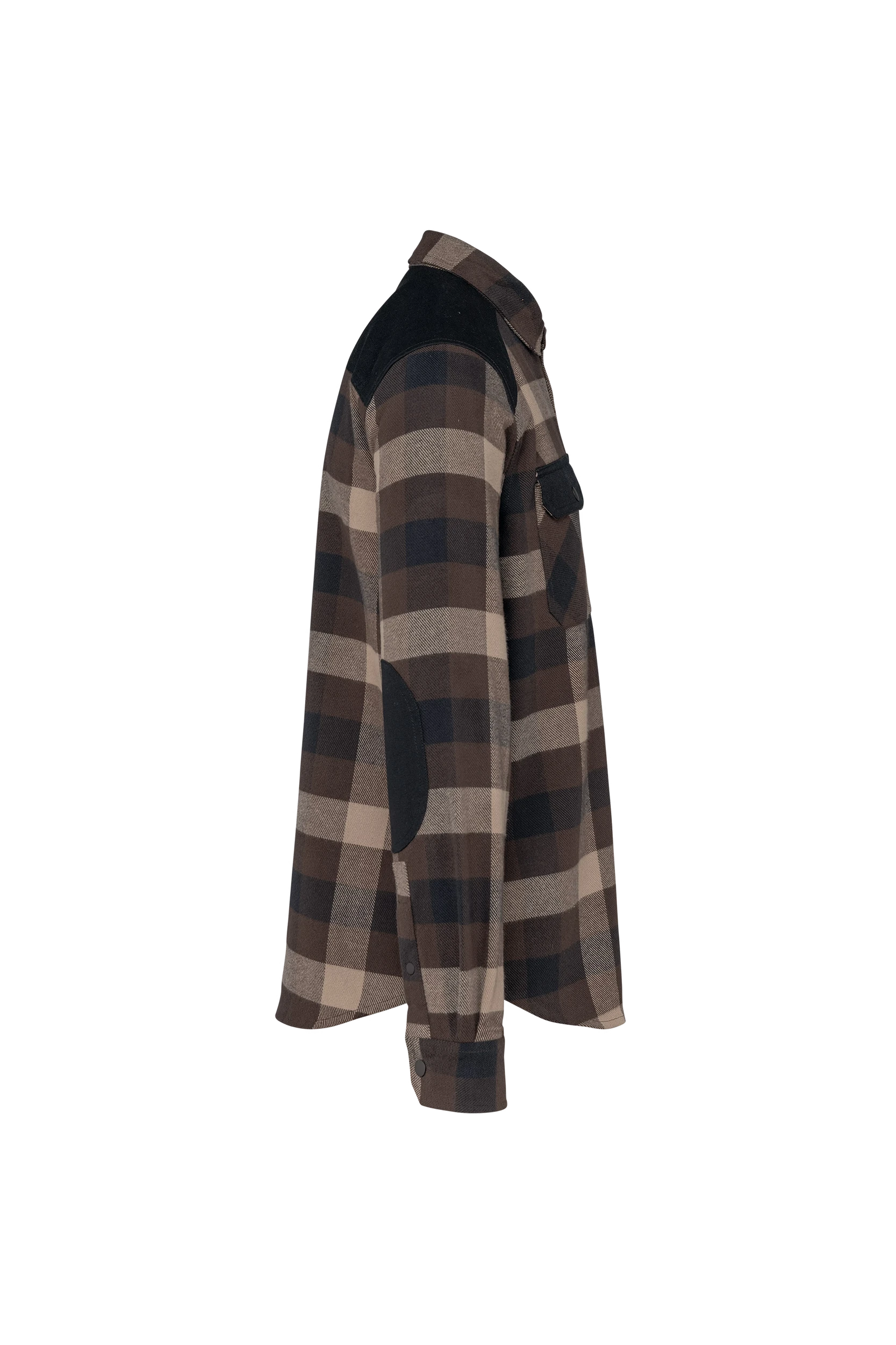 Chemise à carreaux avec poches chocolat à carreaux beige et noir