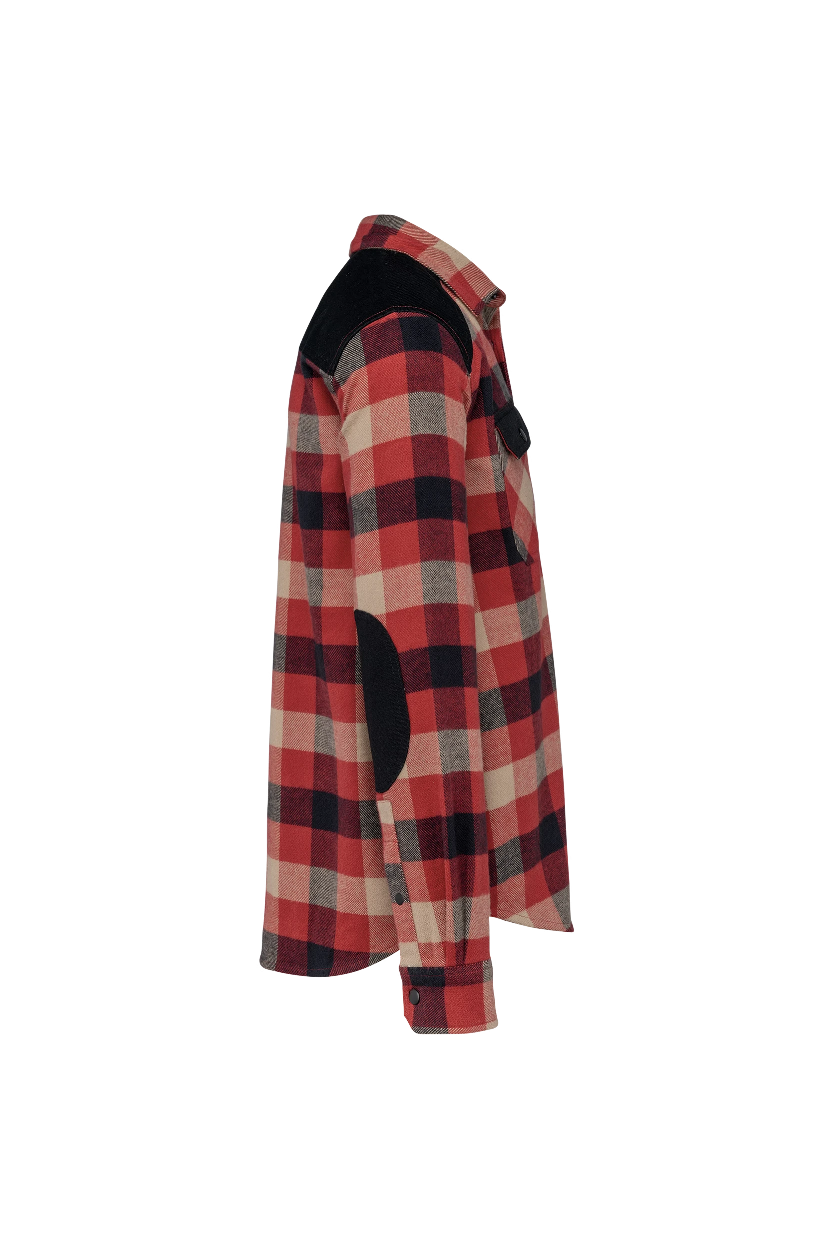 Chemise à carreaux avec poches rouge à carreaux noir et beige et noir