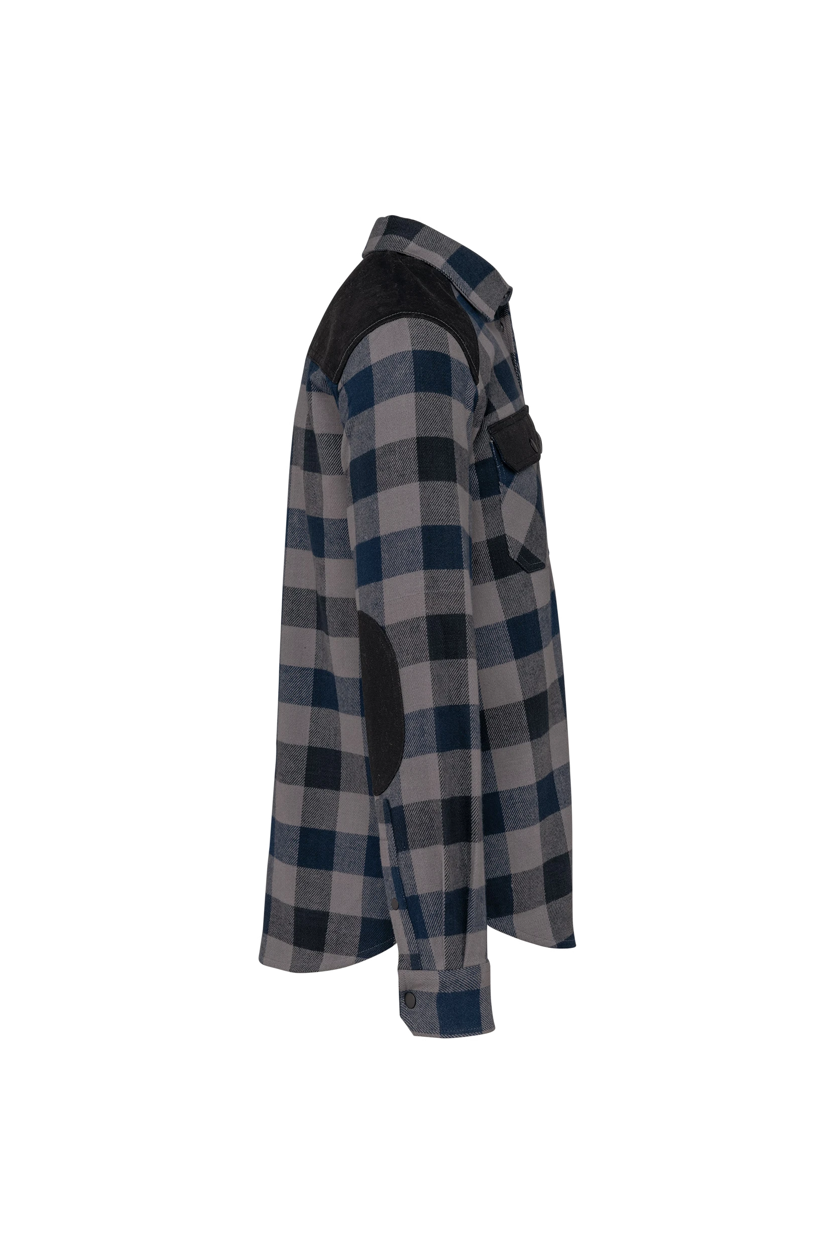 Chemise à carreaux avec poches gris tempête à carreaux marine et noir