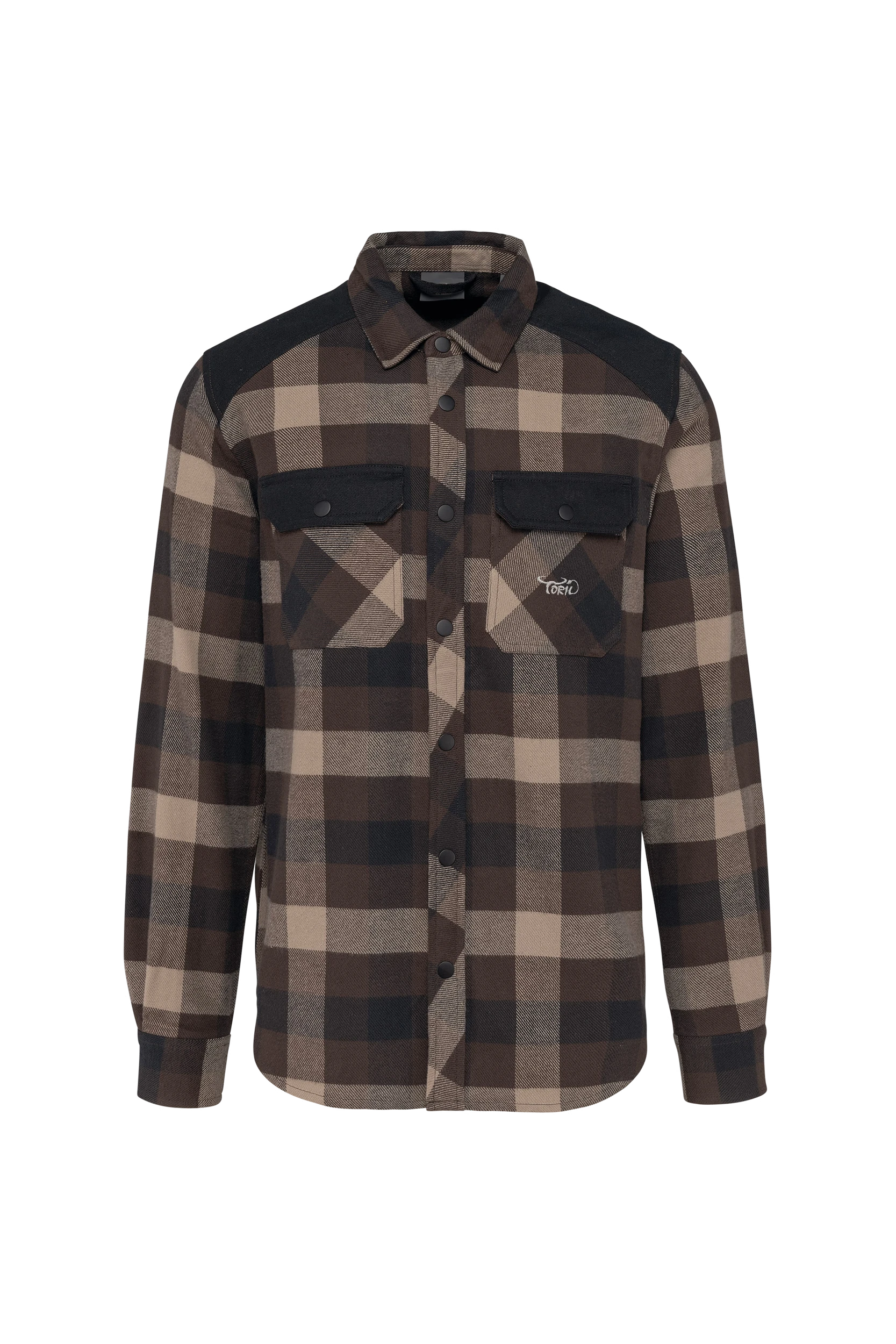 Chemise à carreaux avec poches chocolat à carreaux beige et noir