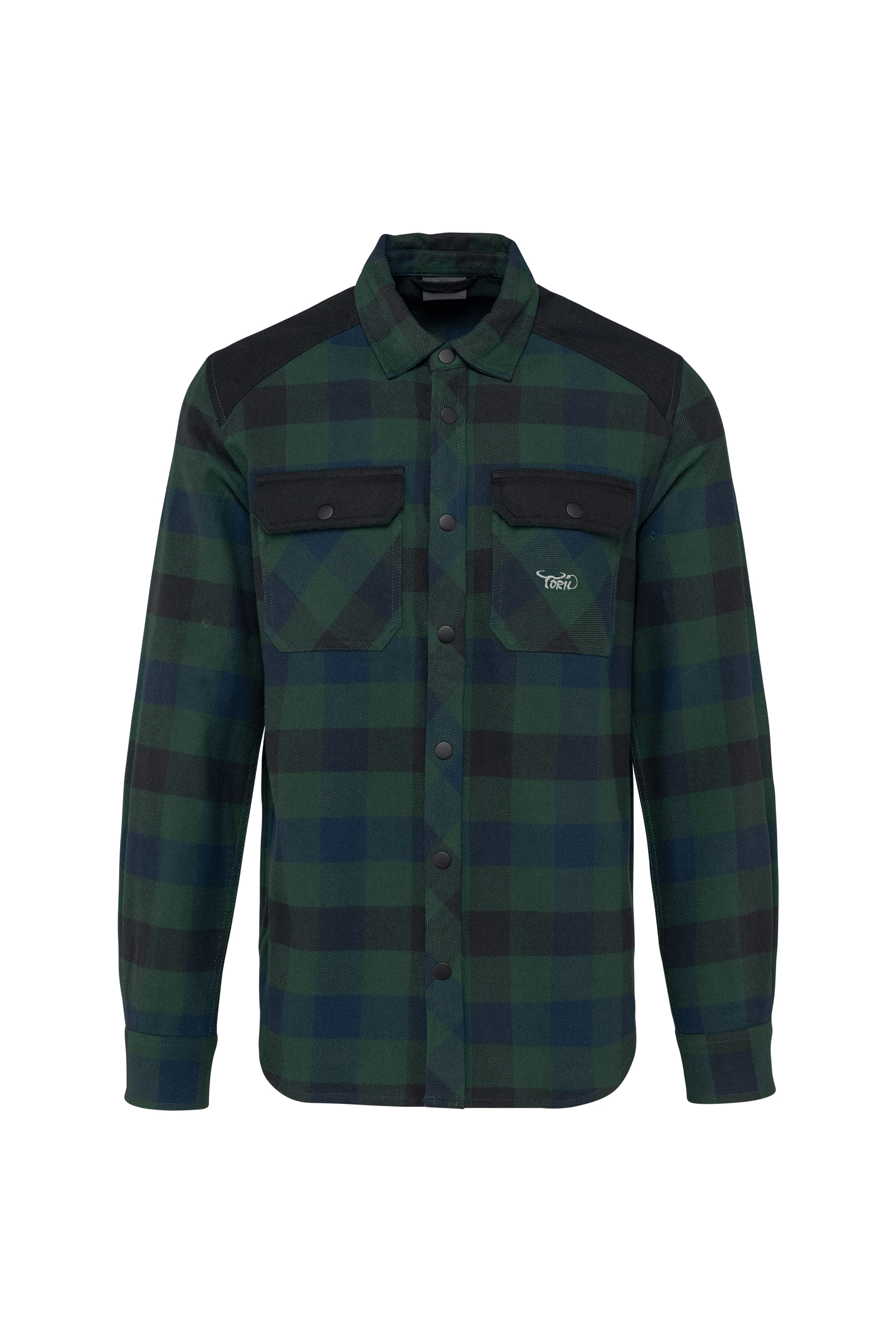 Chemise à carreaux avec poches vert forêt à carreaux marine et noir