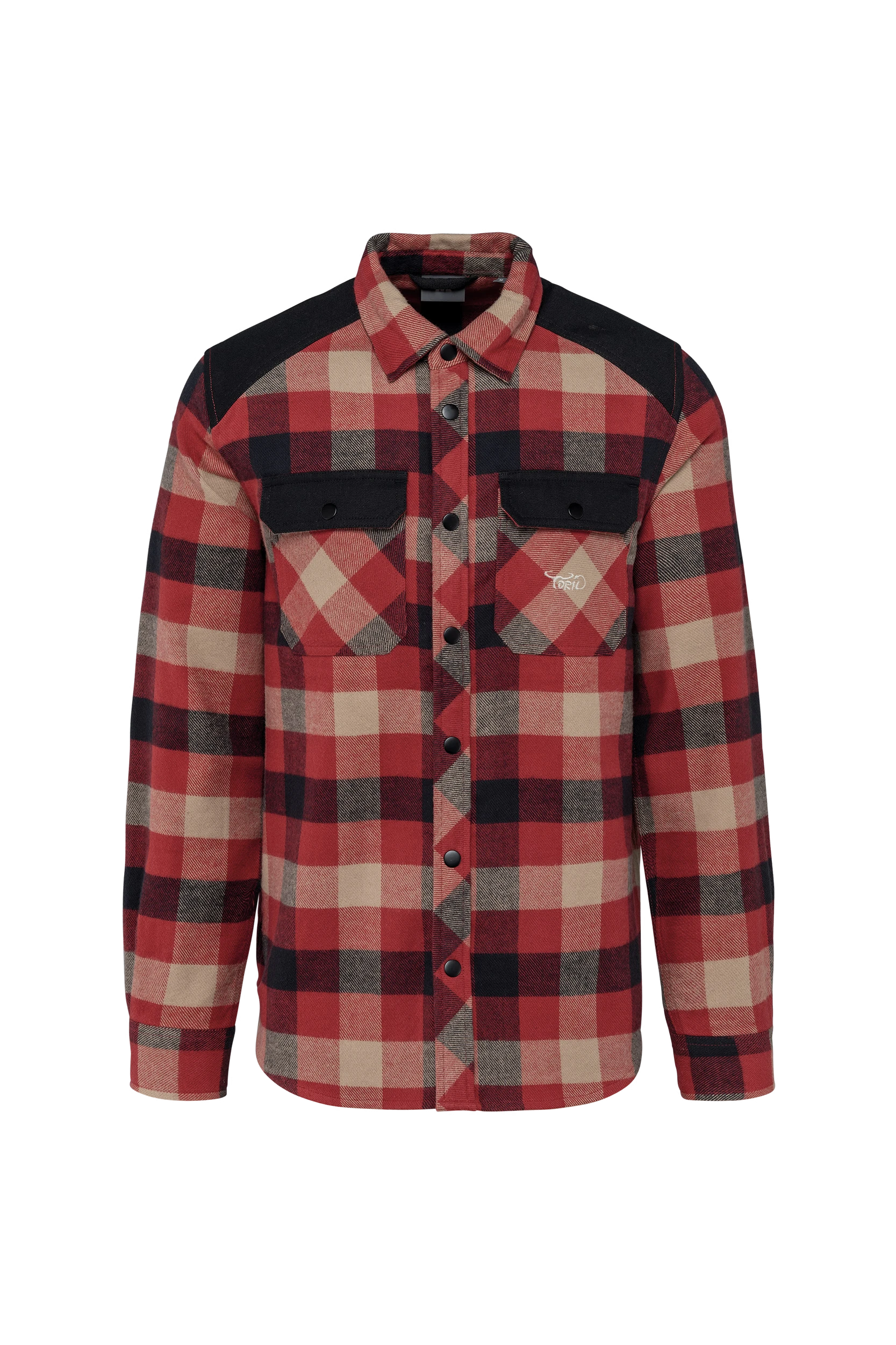 Chemise à carreaux avec poches rouge à carreaux noir et beige et noir